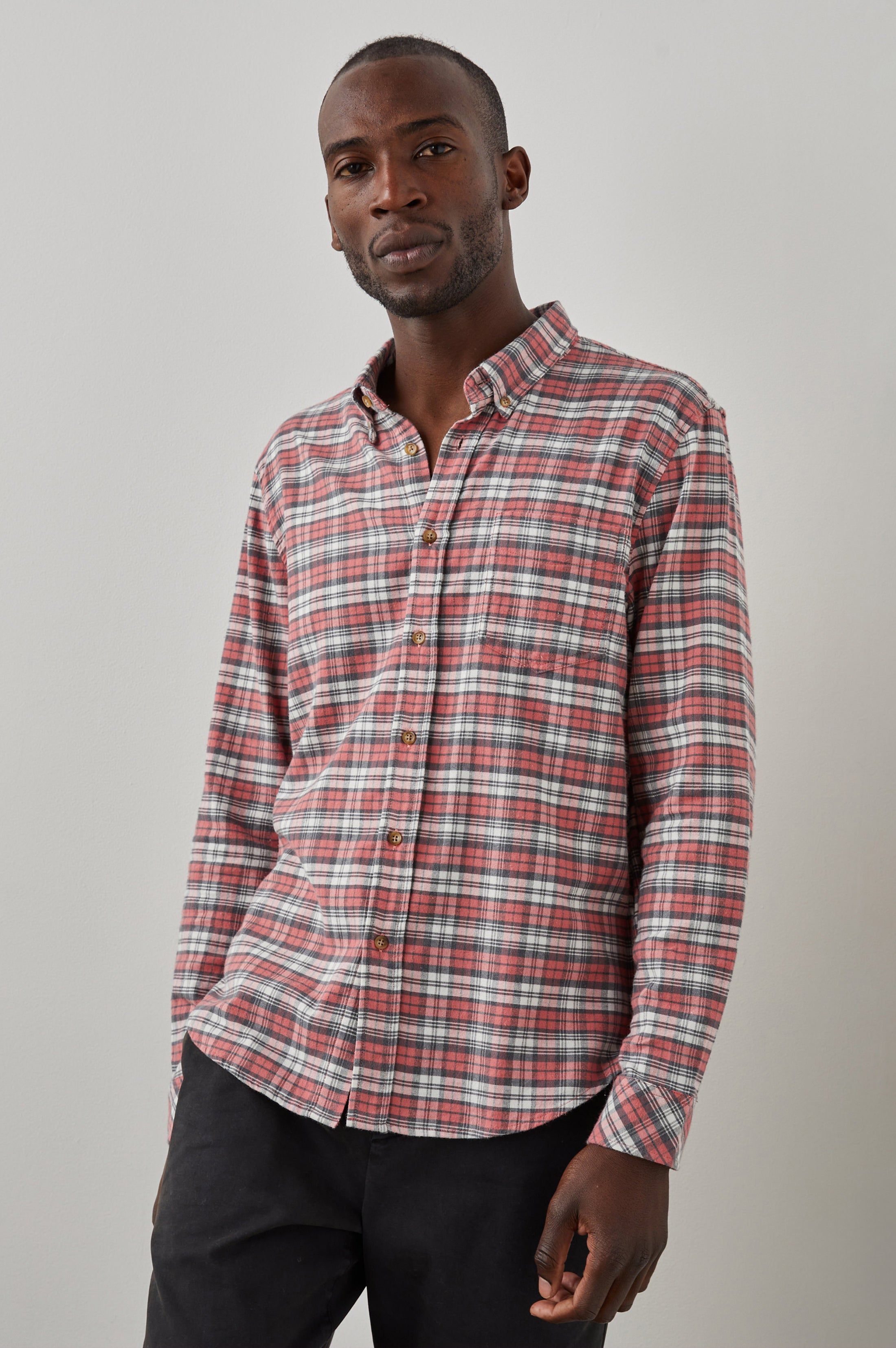 REID SHIRT - SCARLET CHARCOAL WHITE sold by Rails product image thumbnail 2