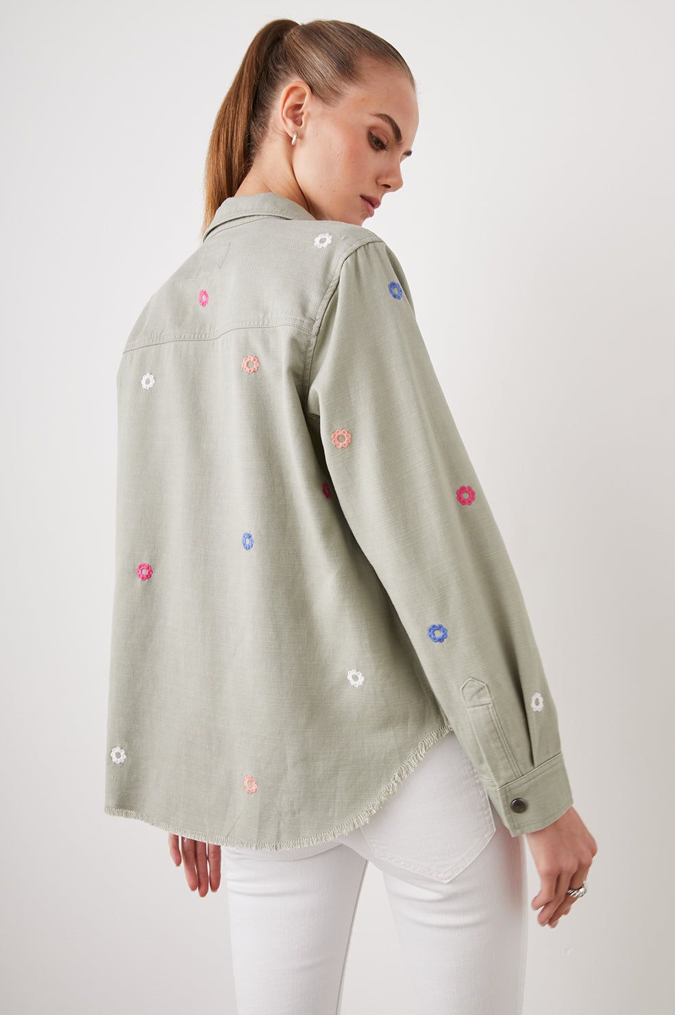 LOREN SHIRT JACKET - OLIVE EMBROIDERED DAISIES sold by Rails product image thumbnail 4