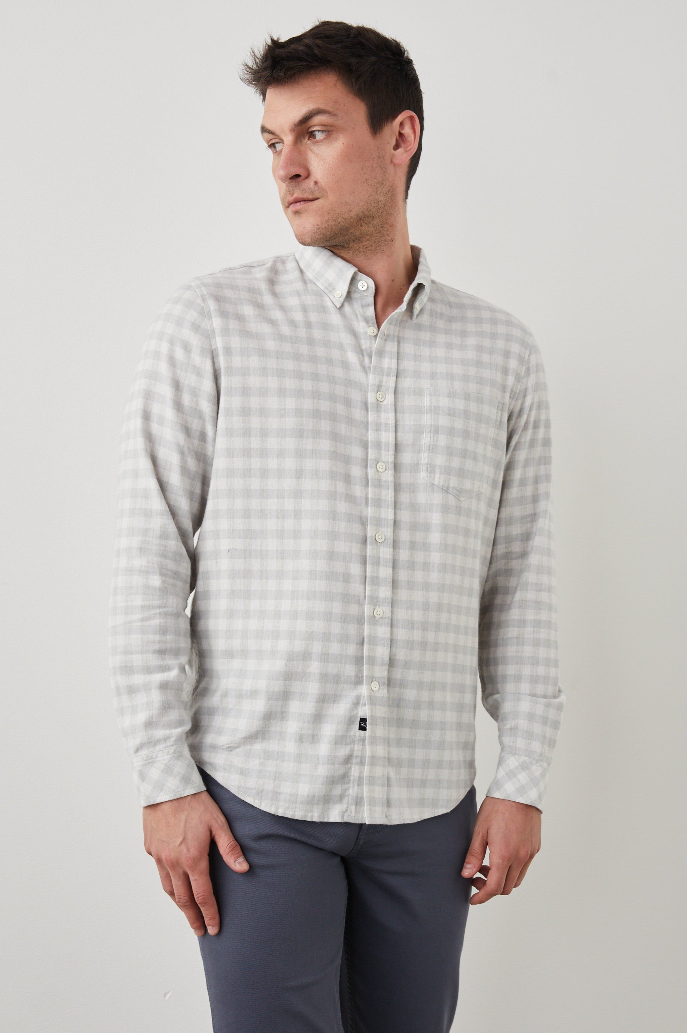 REID SHIRT - ALLOY WHITE MELANGE sold by Rails
