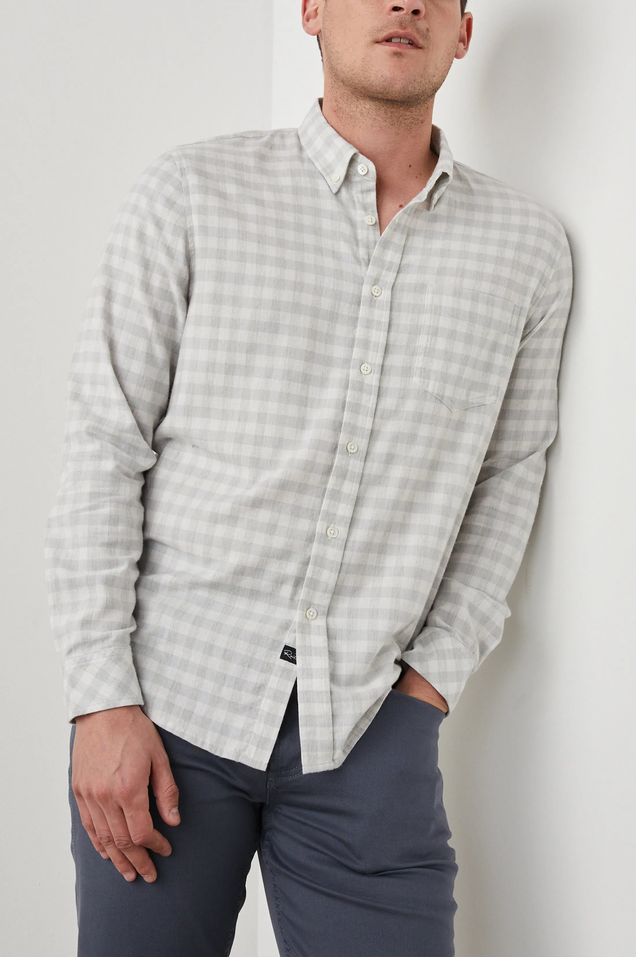 REID SHIRT - ALLOY WHITE MELANGE sold by Rails