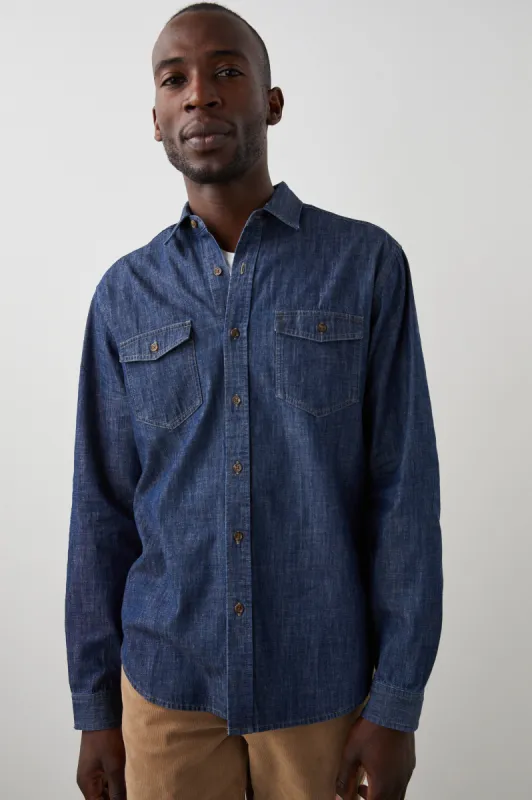 KENJI SHIRT - DARK WASH INDIGO sold by Rails