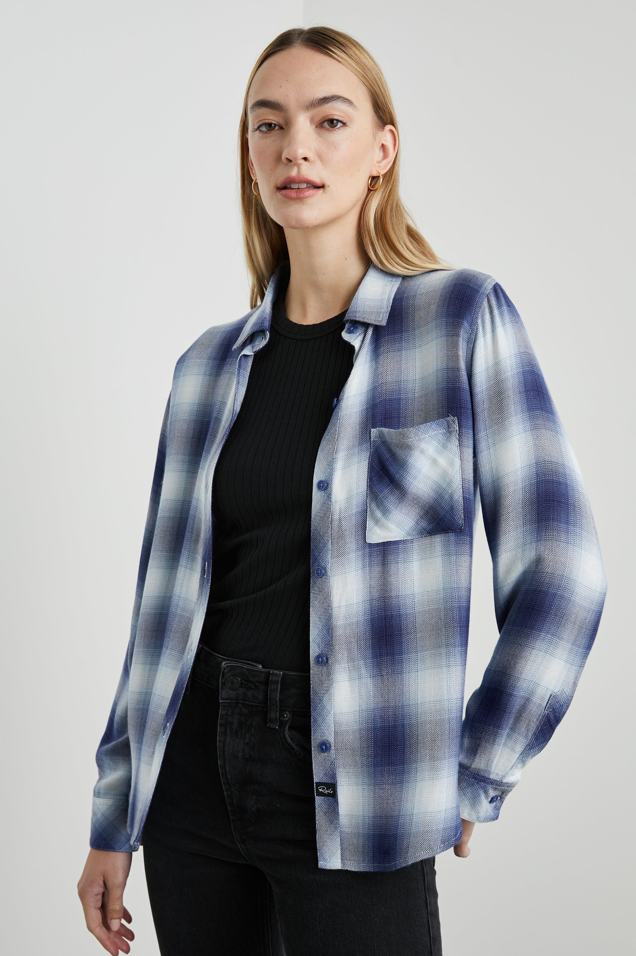 HUNTER SHIRT - PACIFIC IVORY BLUE sold by Rails product image thumbnail 5