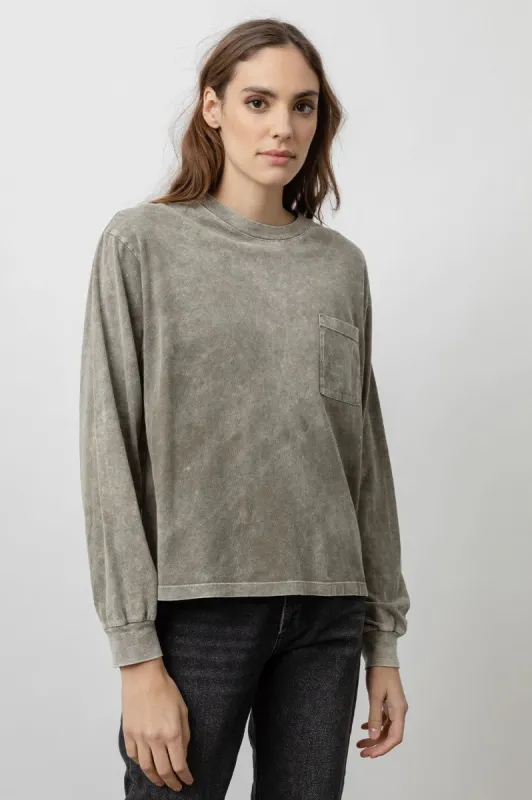 THE L/S BOXY CREW T-SHIRT - MOSS ACID WASH sold by Rails