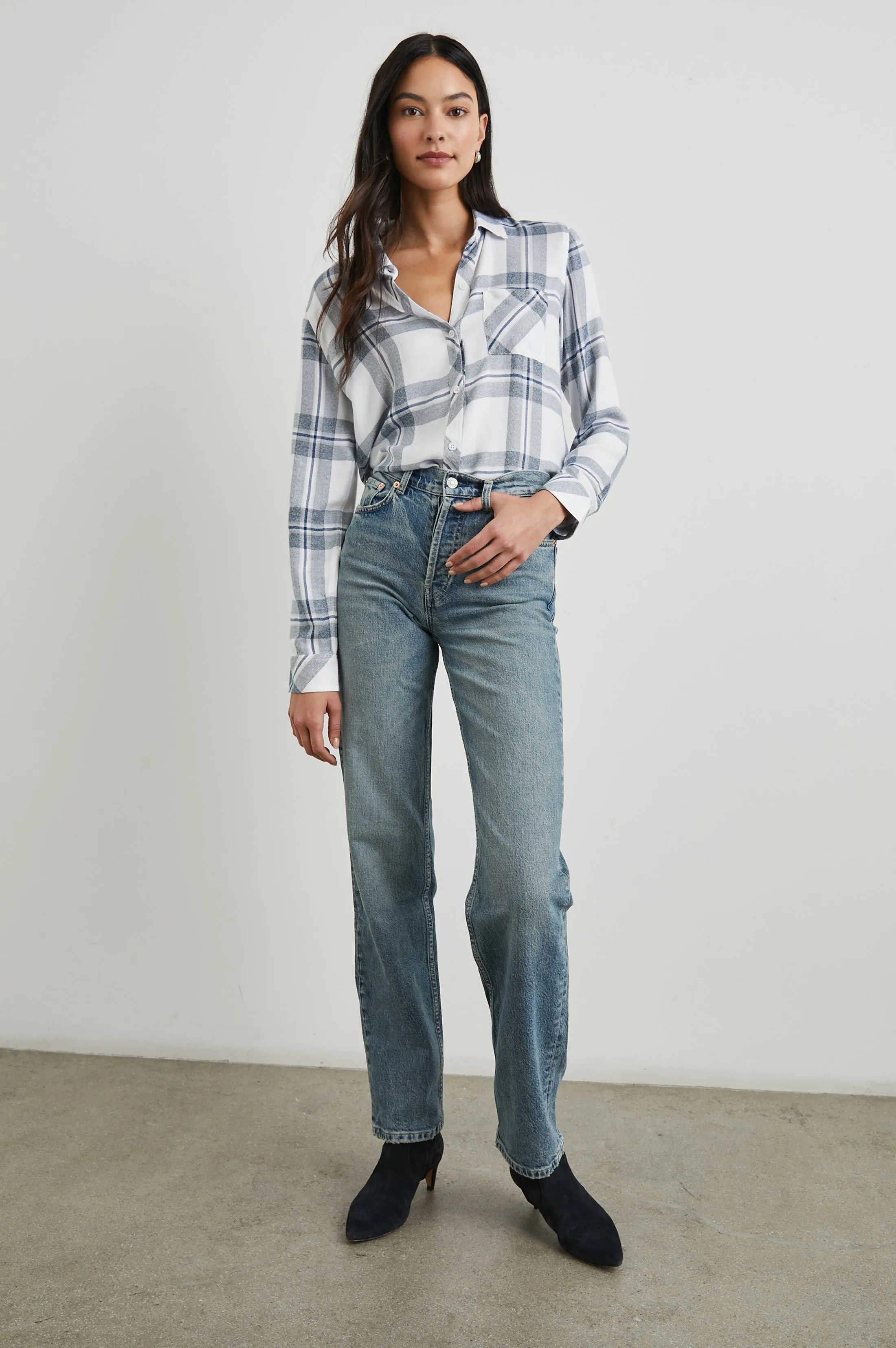 HUNTER SHIRT - WHITE INDIGO MELANGE sold by Rails product image thumbnail 5