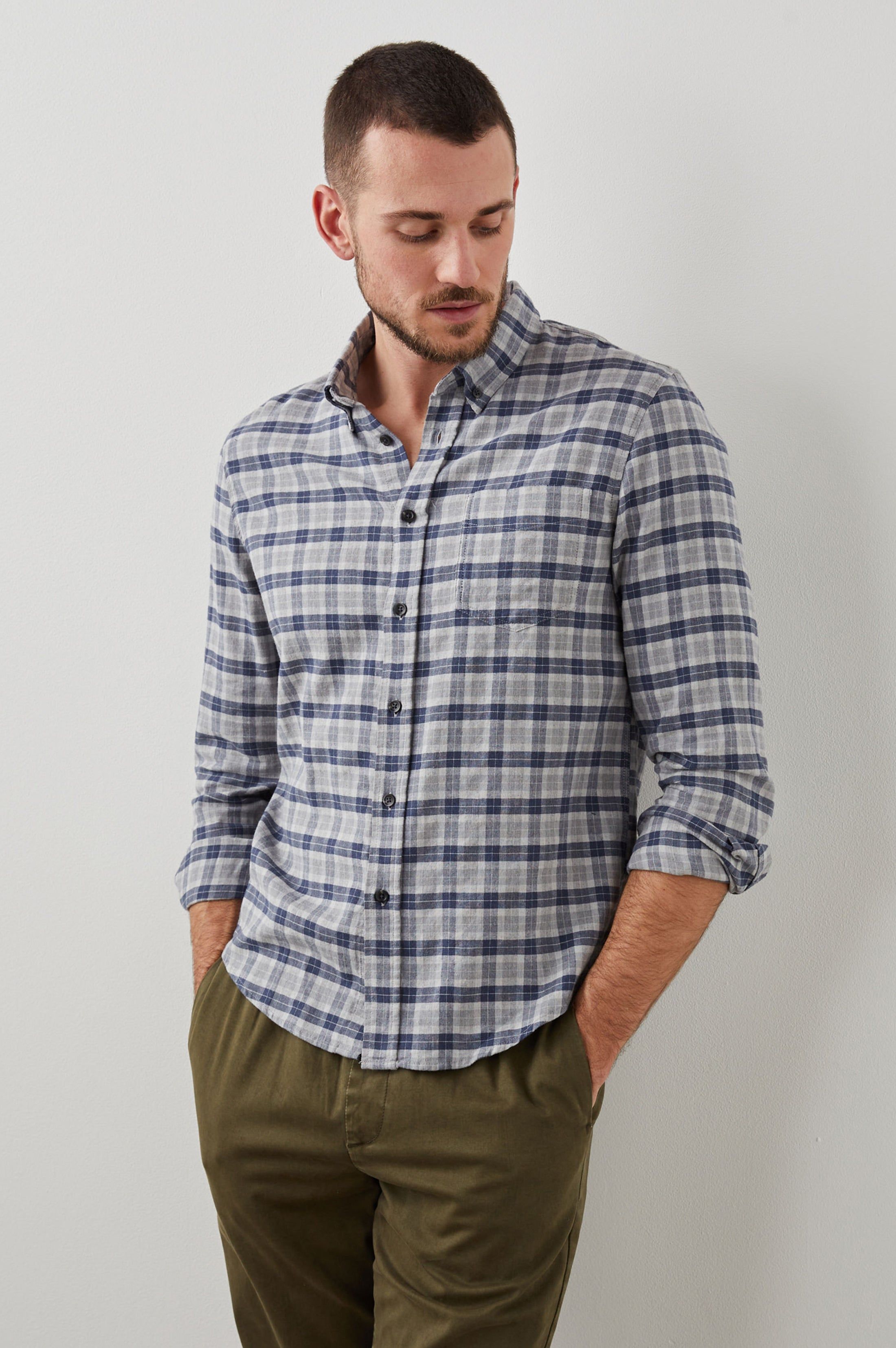 REID SHIRT - FADED NAVY MELANGE sold by Rails product image thumbnail 2