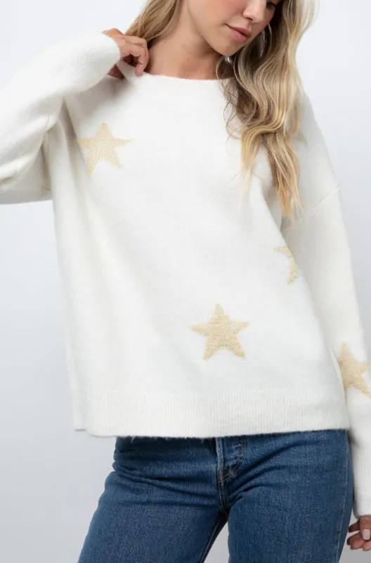 KANA SWEATER - WHITE GOLD STARS sold by Rails