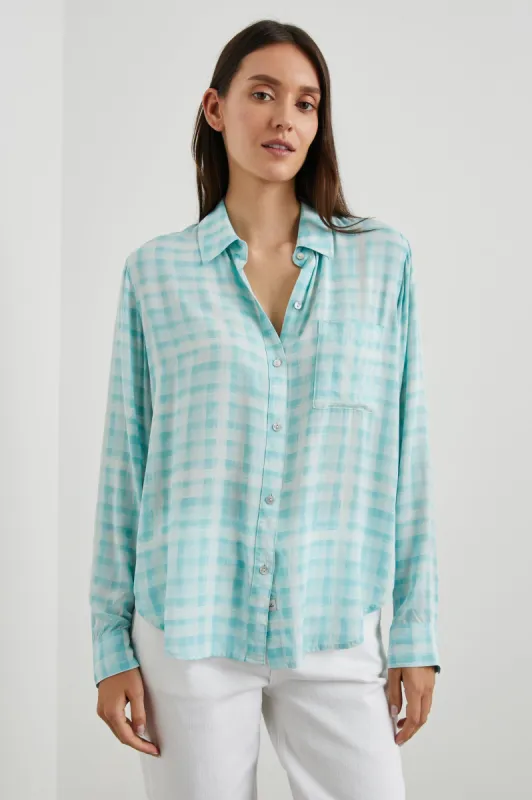JOSEPHINE SHIRT - AQUA PLAID sold by Rails