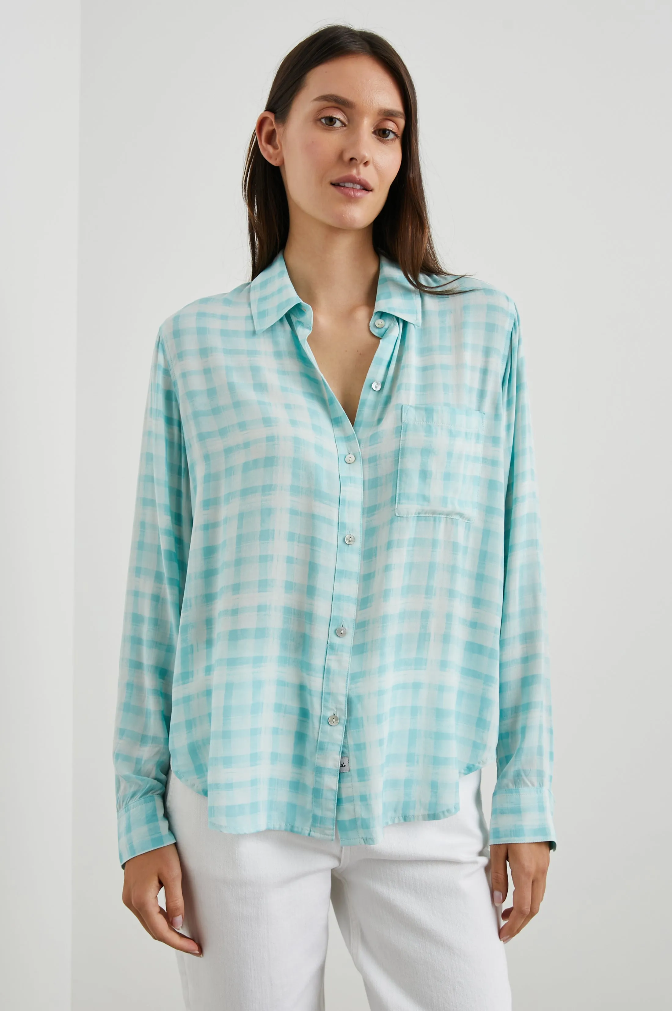 JOSEPHINE SHIRT - AQUA PLAID sold by Rails