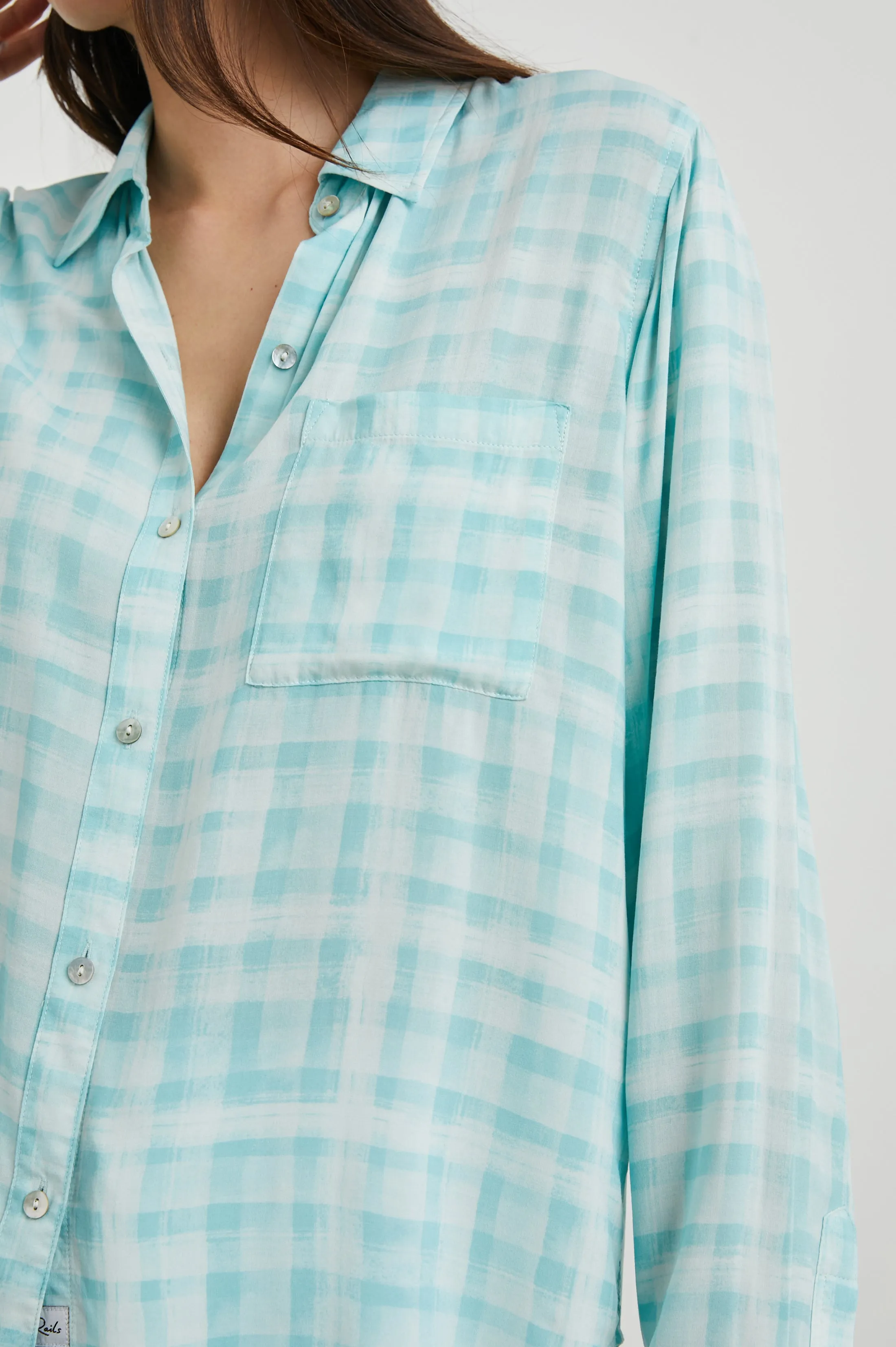 JOSEPHINE SHIRT - AQUA PLAID sold by Rails product image thumbnail 2