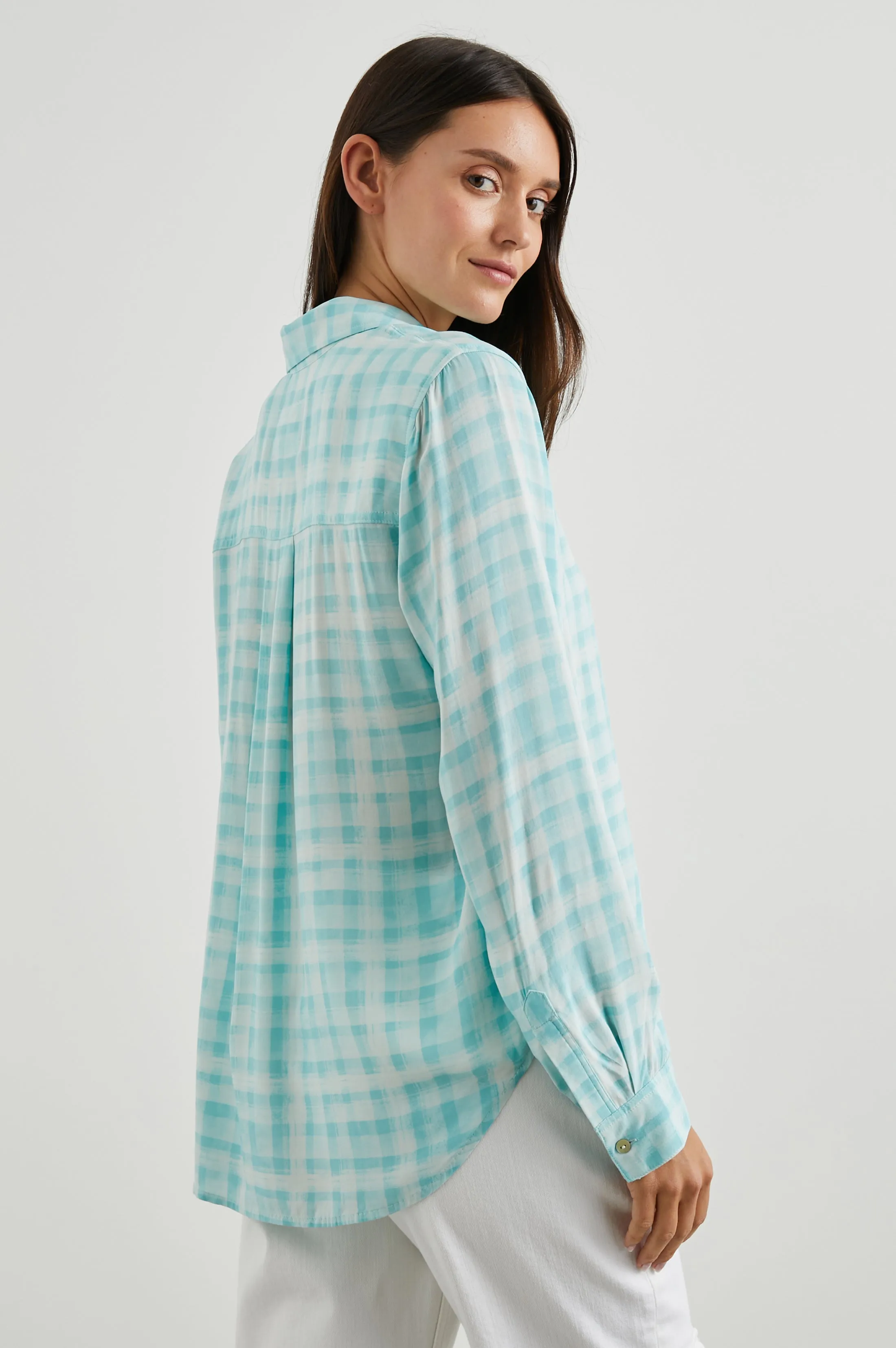 JOSEPHINE SHIRT - AQUA PLAID sold by Rails product image thumbnail 3