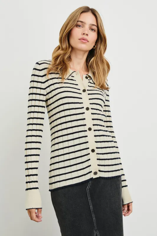 AURELIA TOP - IVORY NAVY STRIPE made by Rails