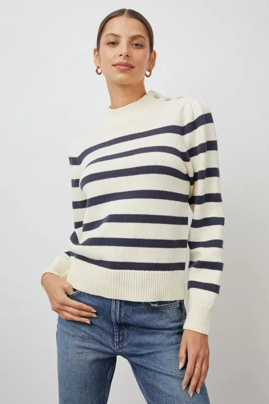ALLIE SWEATER - IVORY NAVY STRIPE sold by Rails