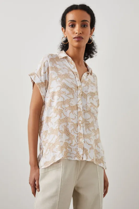 WHITNEY SHIRT - GOLD CHEETAH sold by Rails