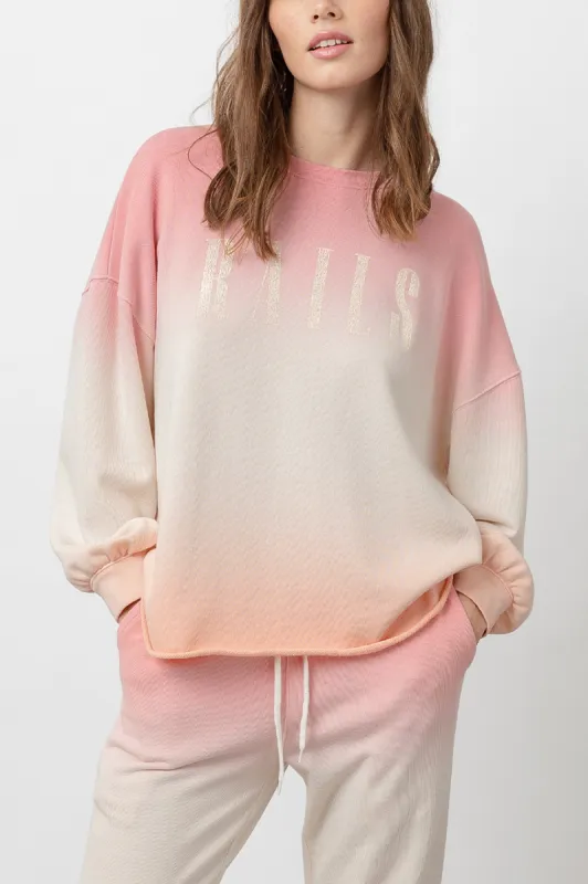 SIGNATURE SWEATSHIRT & KINGSTON SET - PINK PEACH DIP DYE sold by Rails