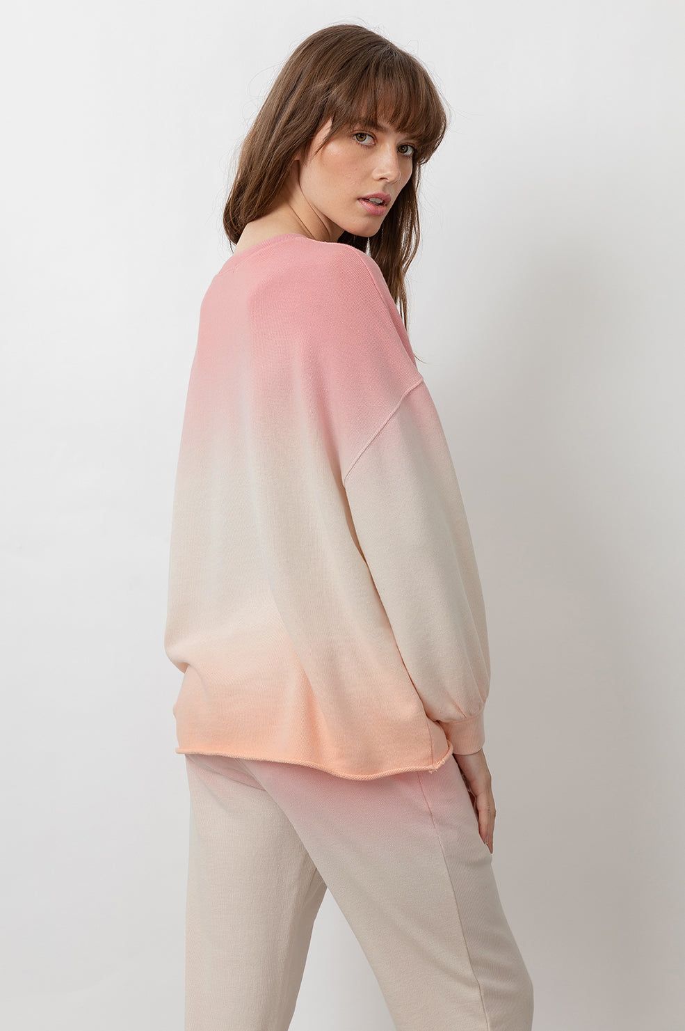 SIGNATURE SWEATSHIRT & KINGSTON SET - PINK PEACH DIP DYE sold by Rails product image thumbnail 3
