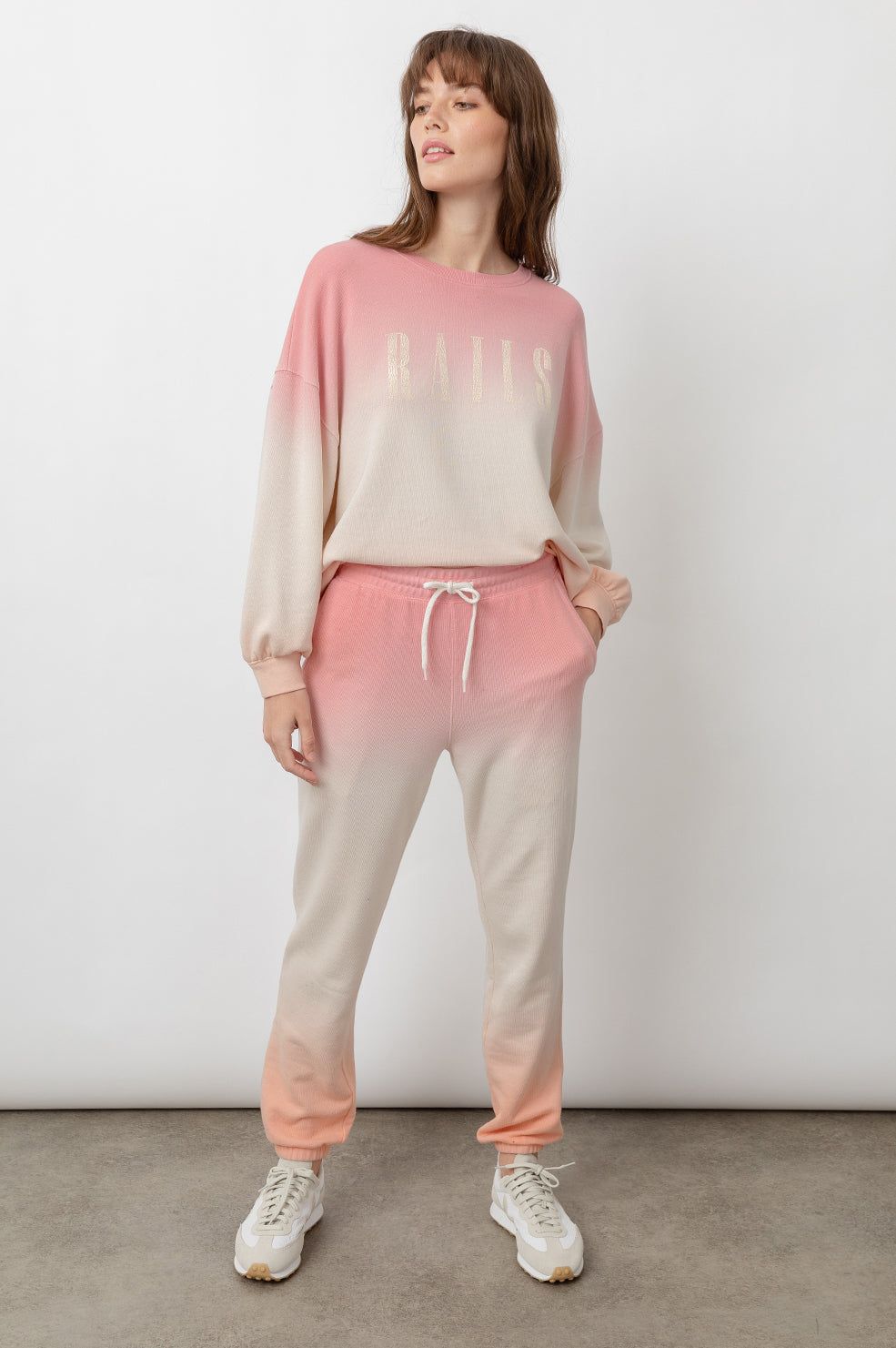 SIGNATURE SWEATSHIRT & KINGSTON SET - PINK PEACH DIP DYE sold by Rails