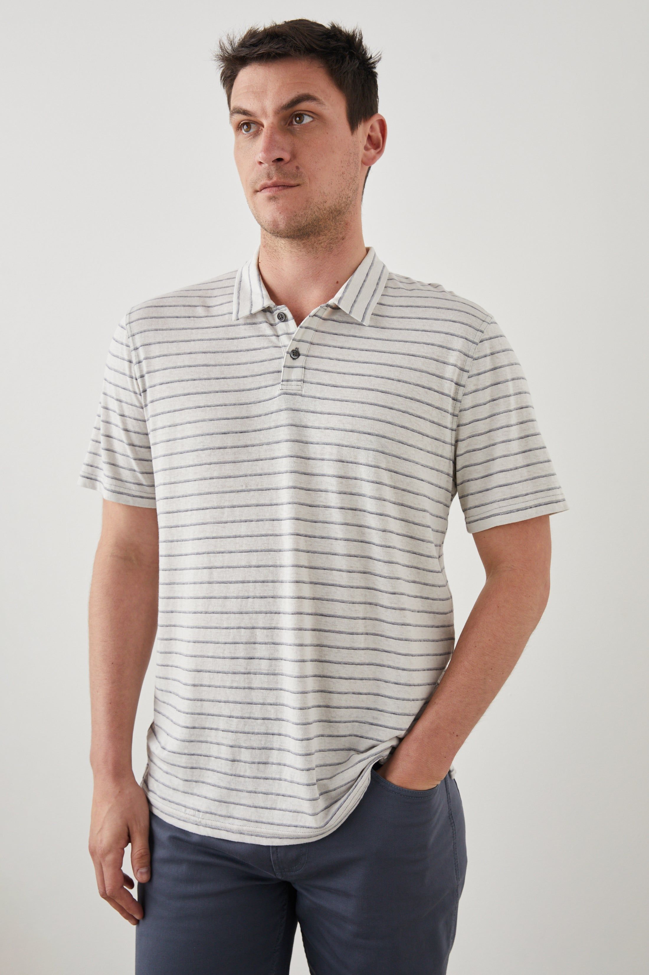 NAPOLI POLO SHIRT - RHINE RIVERS STRIPE sold by Rails