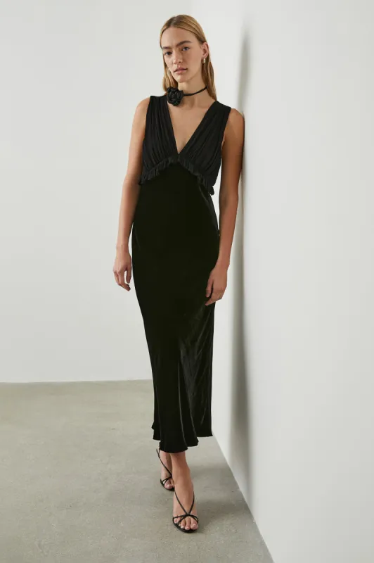GILDA DRESS - BLACK VELVET sold by Rails