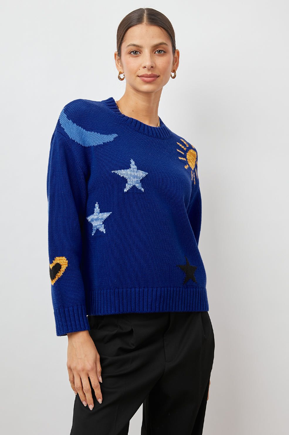 ZOEY SWEATER - COBALT GOLD GALAXY sold by Rails