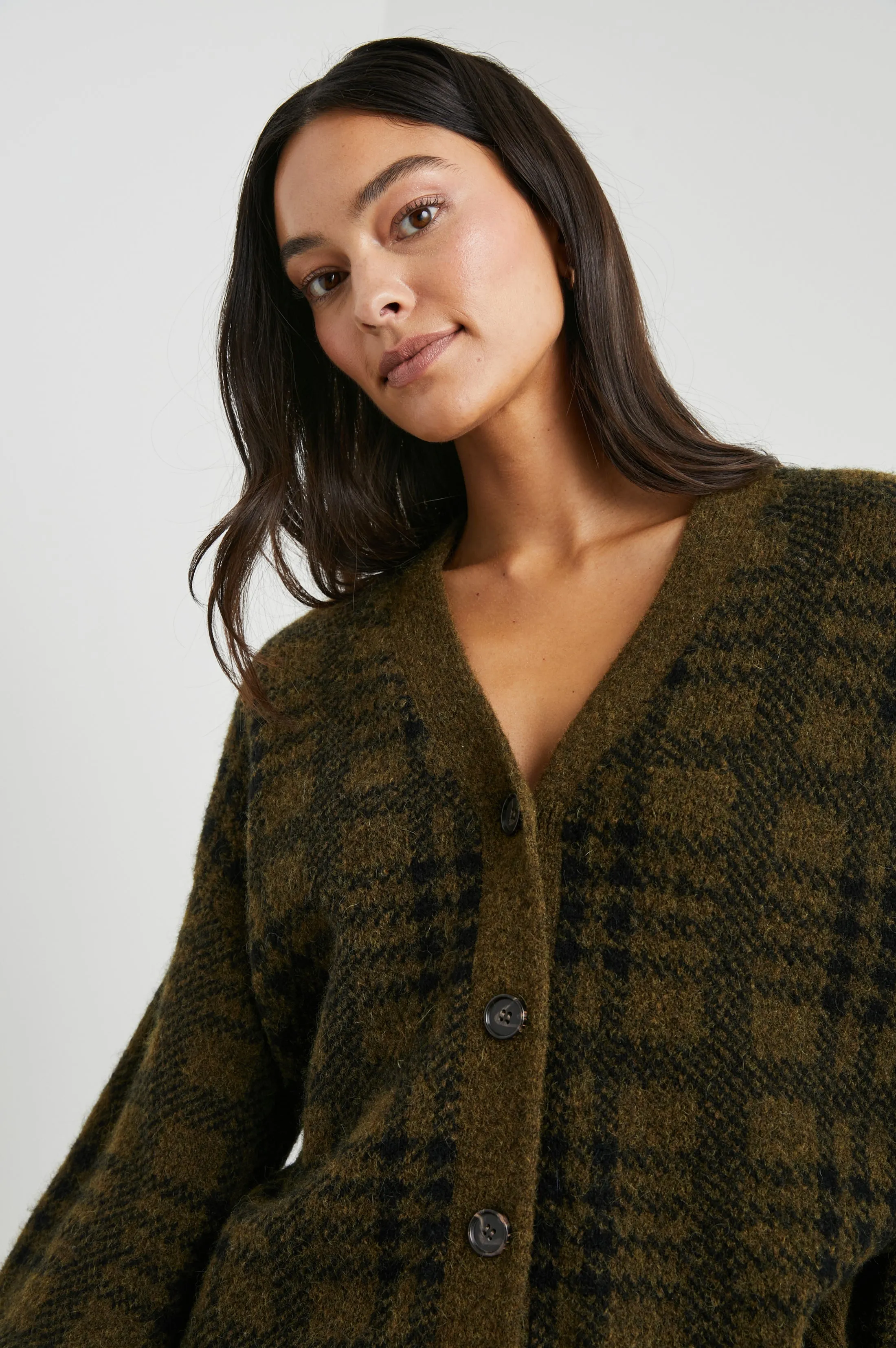 REESE CARDIGAN - OLIVE PLAID sold by Rails product image thumbnail 2