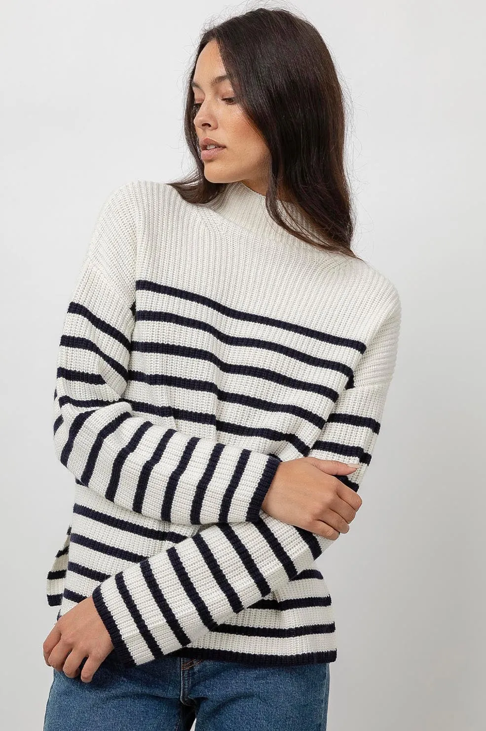 CLAUDIA SWEATER - CREAM NAVY STRIPE sold by Rails product image thumbnail 2