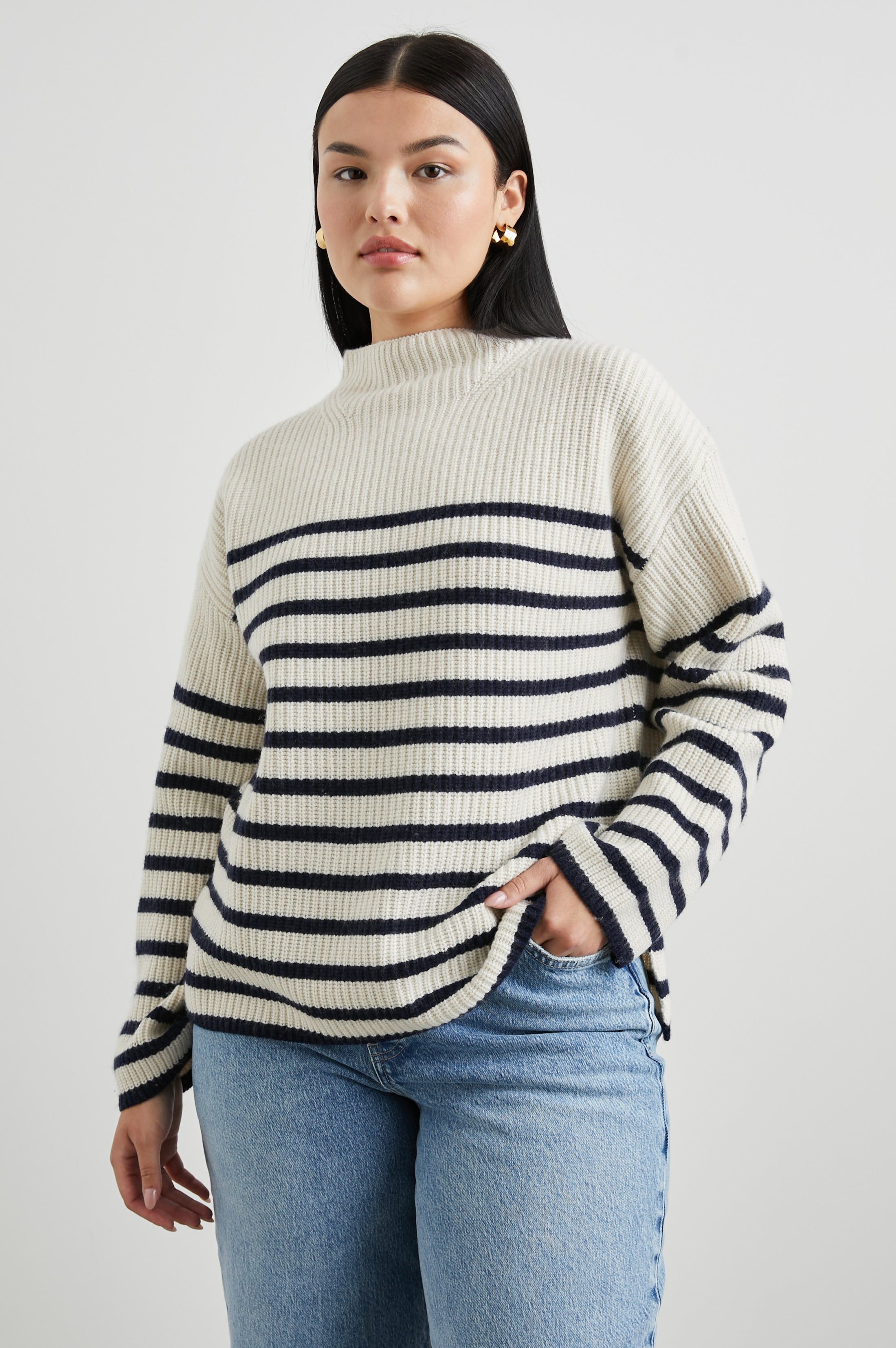 CLAUDIA SWEATER - CREAM NAVY STRIPE sold by Rails