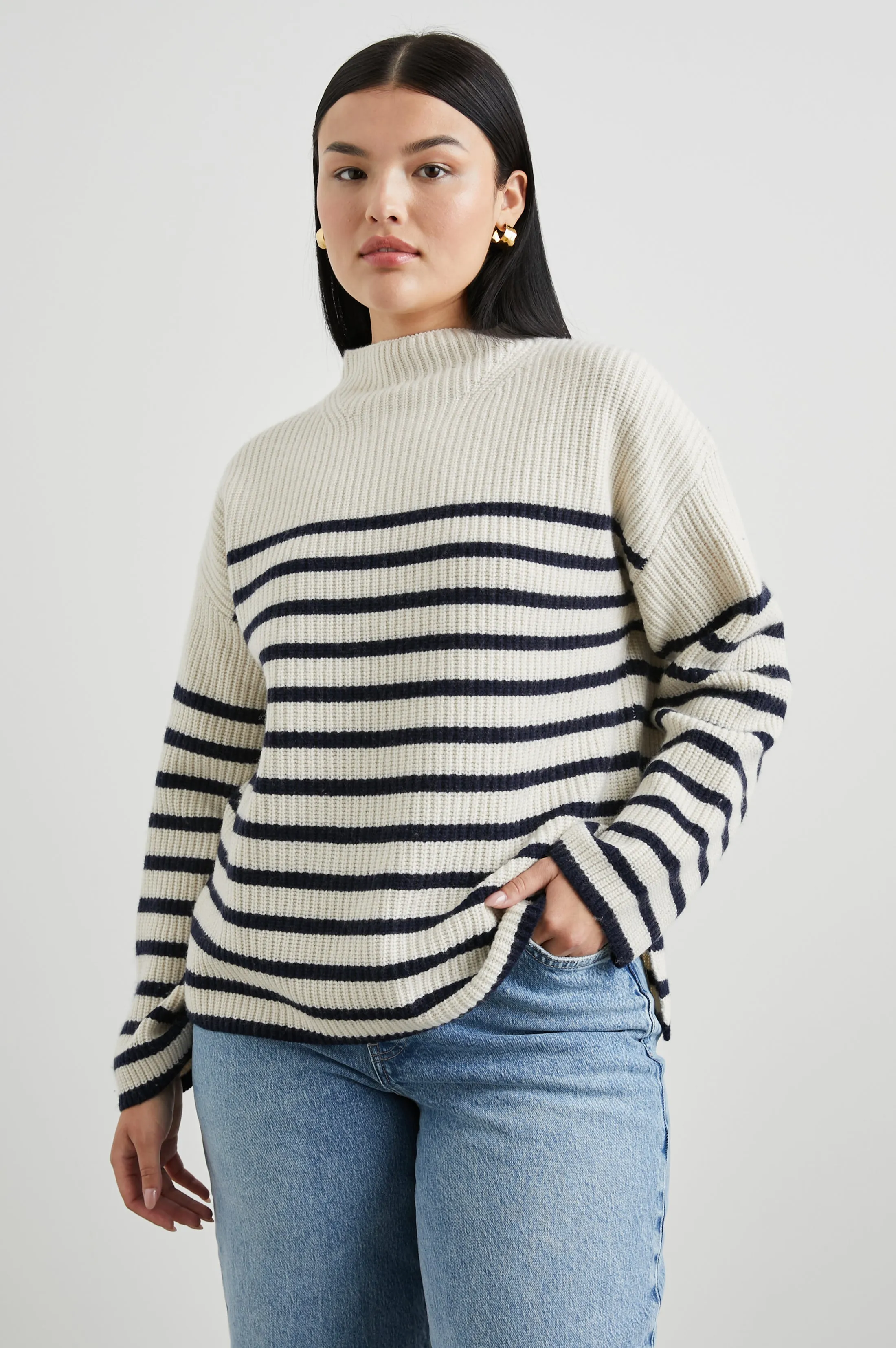 CLAUDIA SWEATER - CREAM NAVY STRIPE sold by Rails