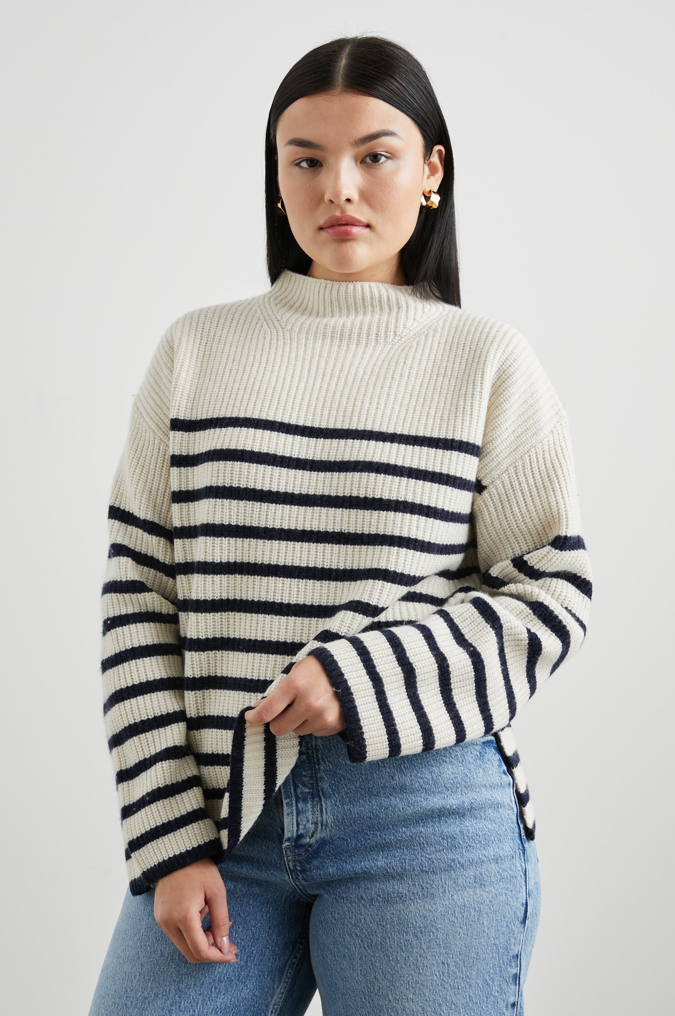CLAUDIA SWEATER - CREAM NAVY STRIPE sold by Rails product image thumbnail 9