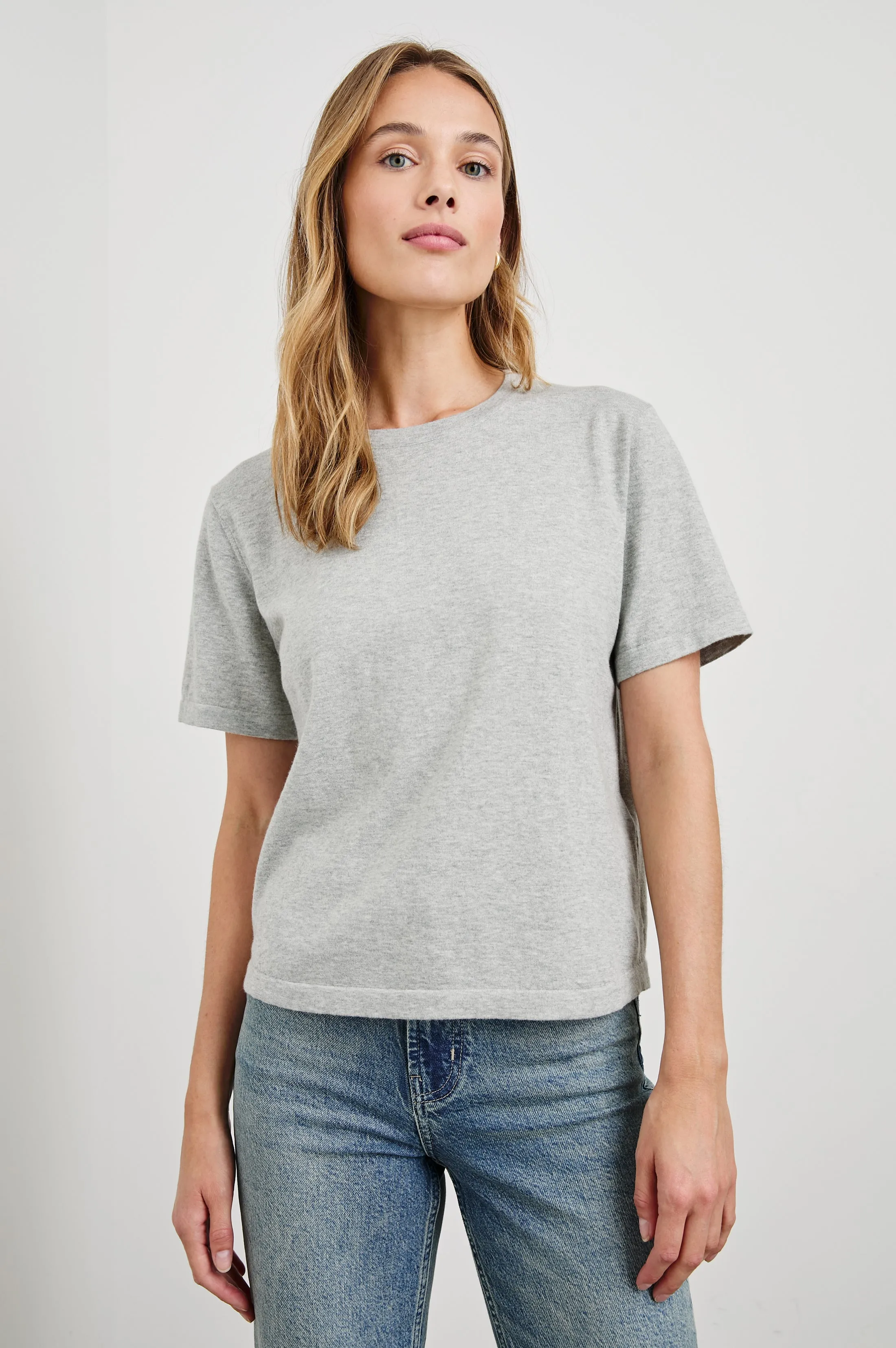 COTTON CASHMERE T-SHIRT - HEATHER GREY sold by Rails