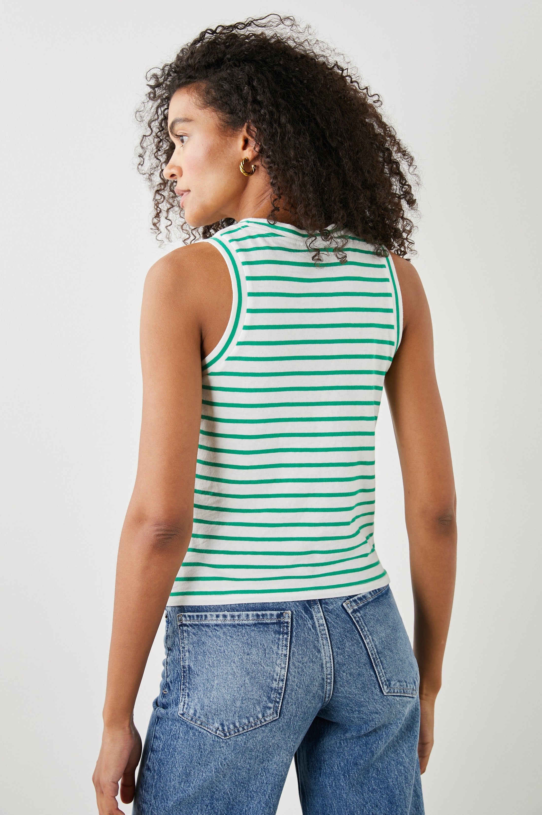 THE RACER TANK - SAILOR STRIPE GREEN sold by Rails product image thumbnail 4