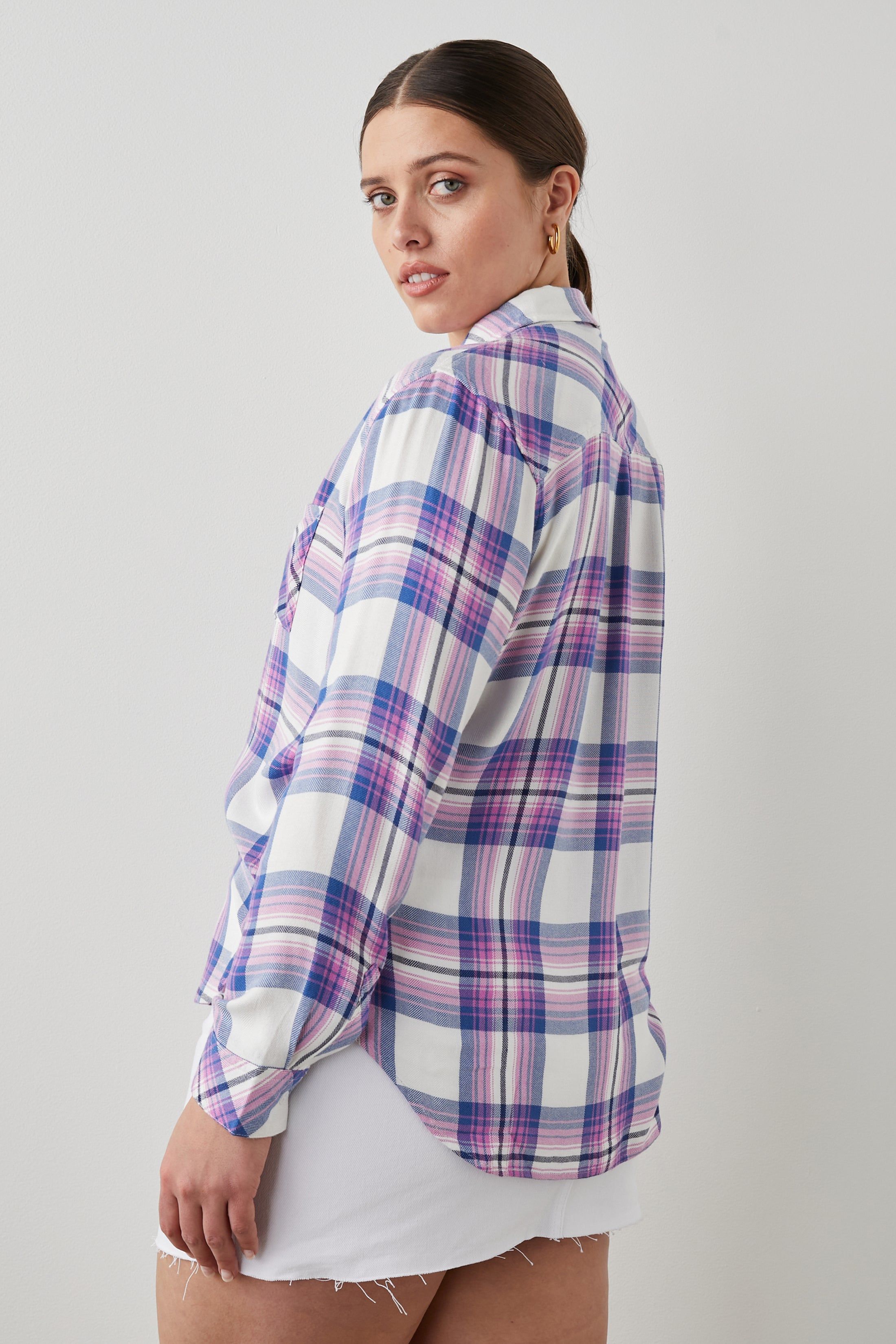 HUNTER SHIRT - WHITE DENIM BERRY sold by Rails product image thumbnail 11