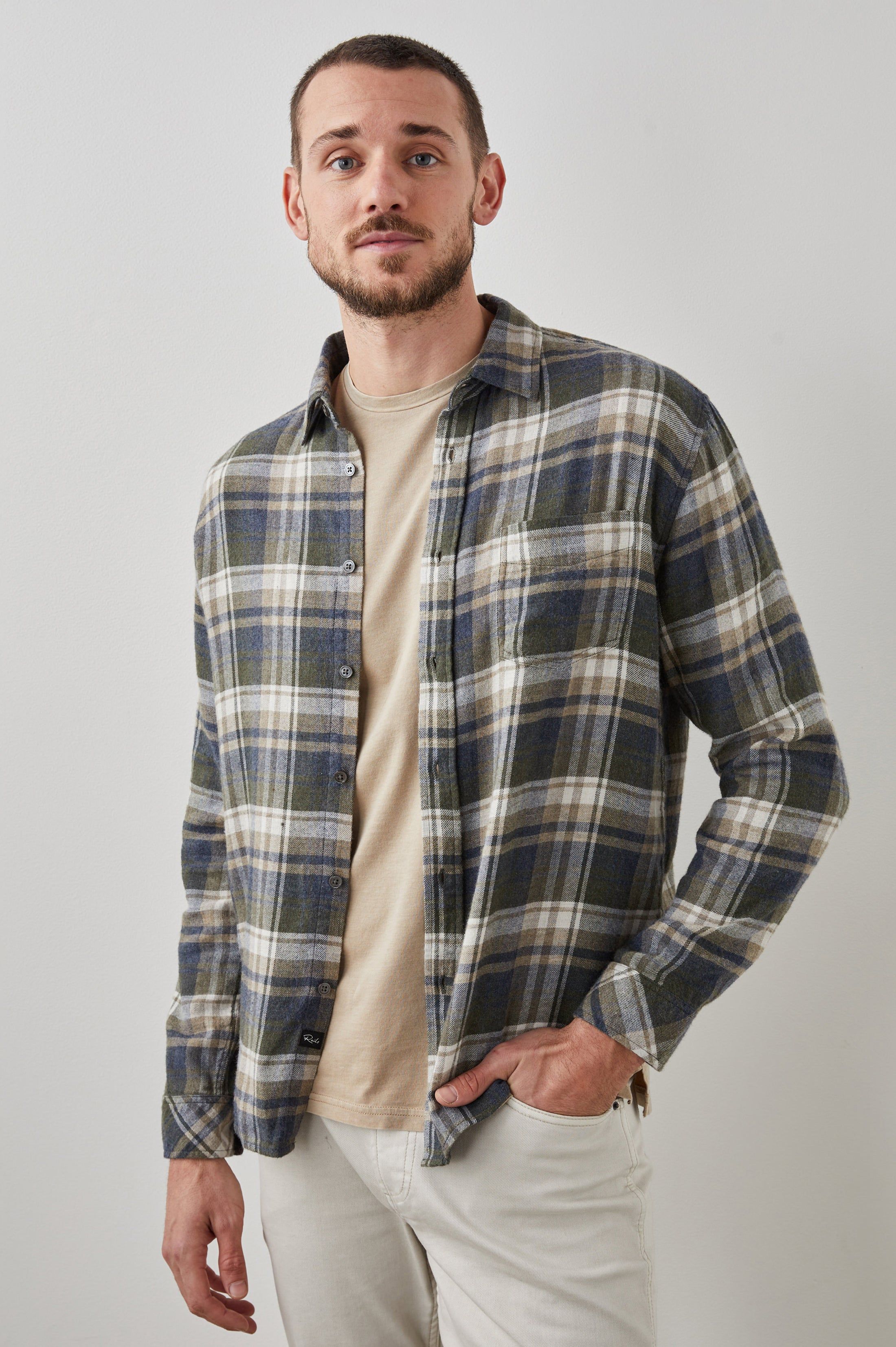 LENNOX SHIRT - BLUE MOSS LODGE sold by Rails