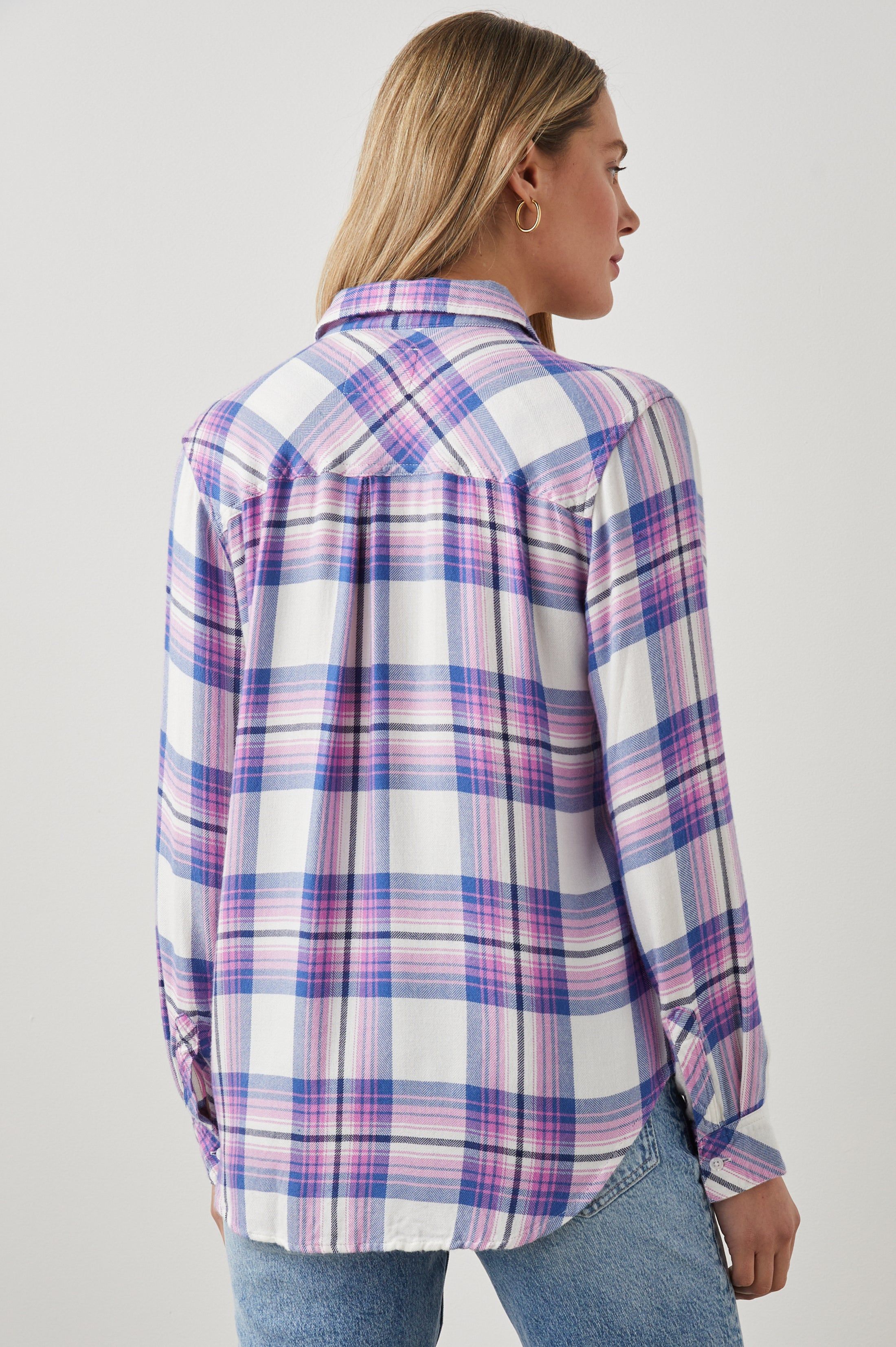 HUNTER SHIRT - WHITE DENIM BERRY sold by Rails product image thumbnail 5