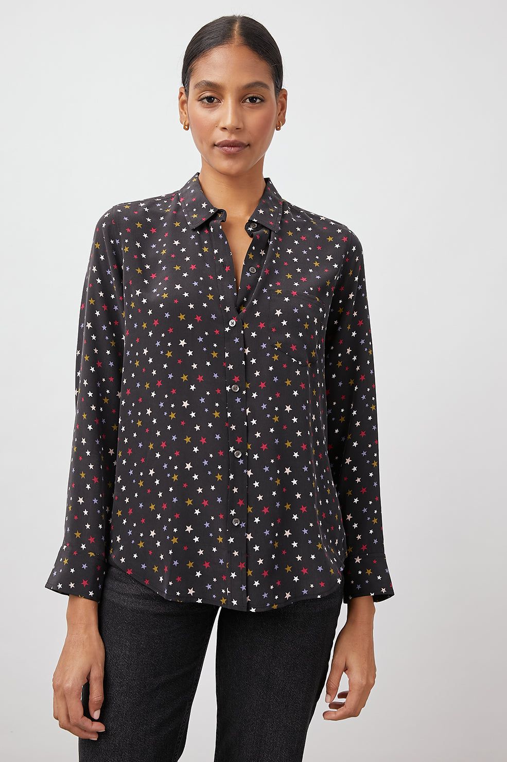 KATE SHIRT - SILK RAINBOW STARS sold by Rails