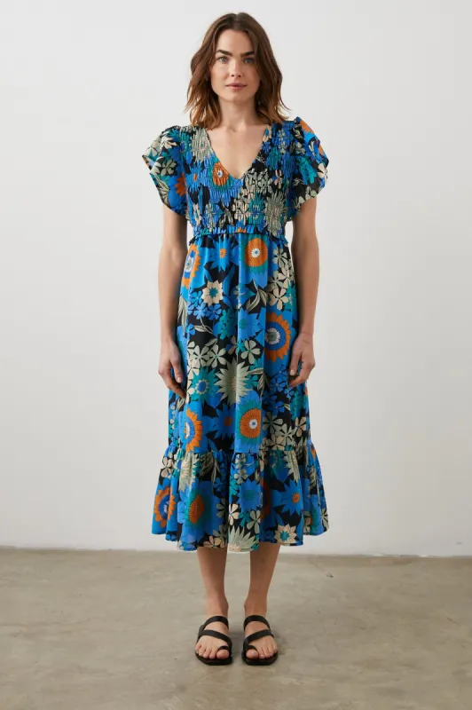 CLEMENTINE DRESS - AZUL WILDFLOWER sold by Rails