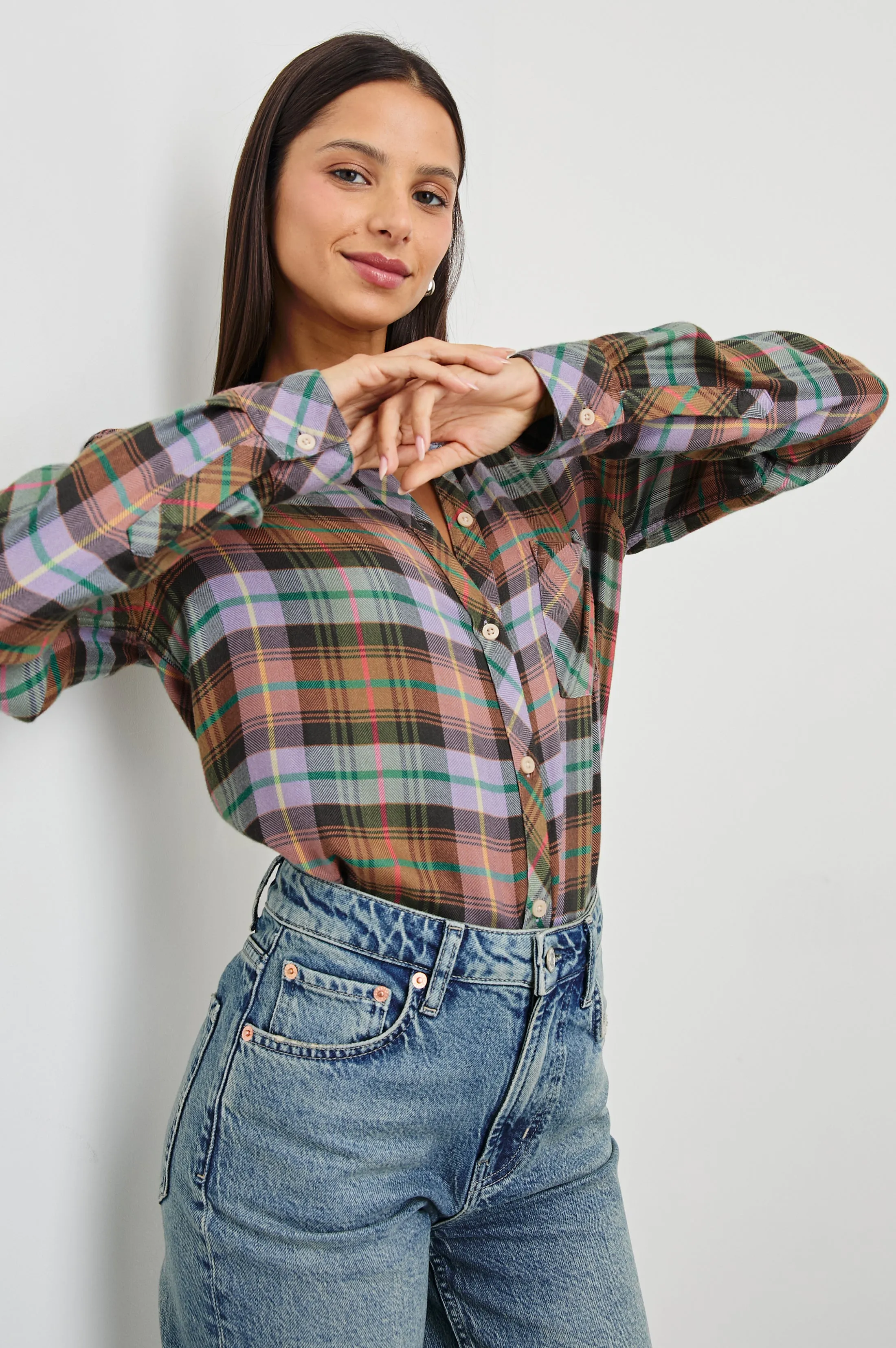 HUNTER SHIRT - DUSTY LILAC MULTI sold by Rails product image thumbnail 4