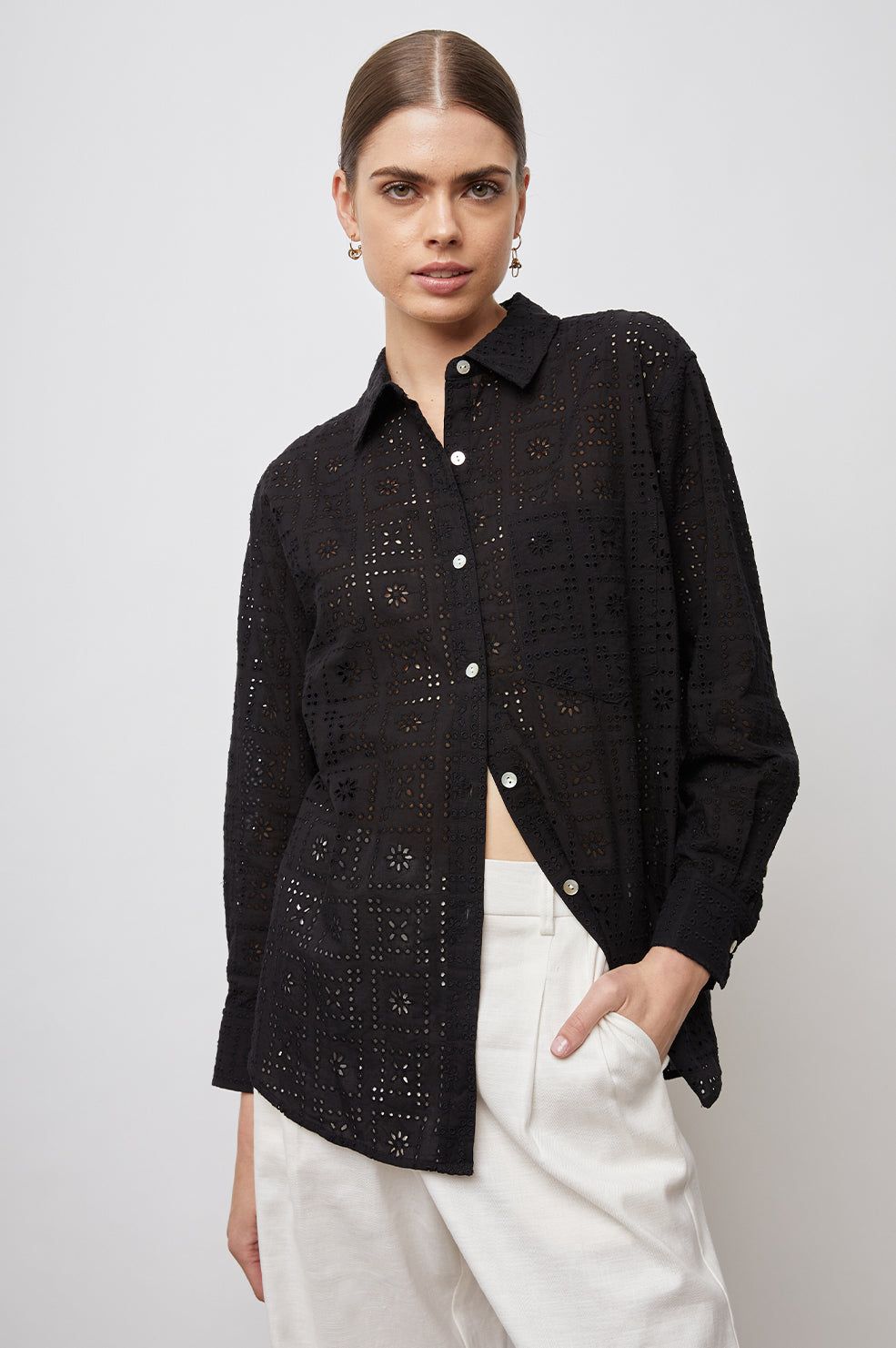 ARLO SHIRT - BLACK SEA EYELET sold by Rails