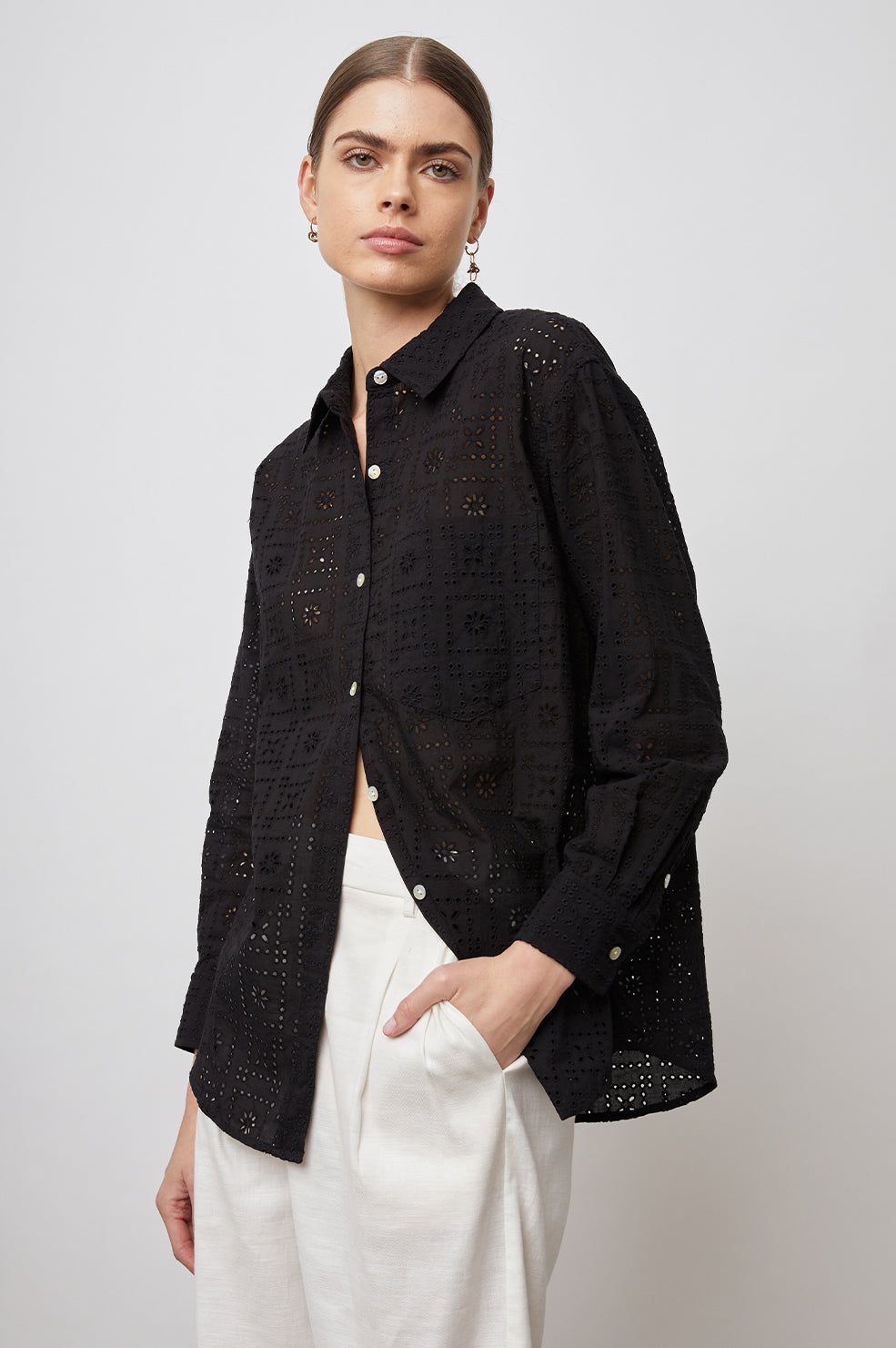ARLO SHIRT - BLACK SEA EYELET sold by Rails product image thumbnail 3