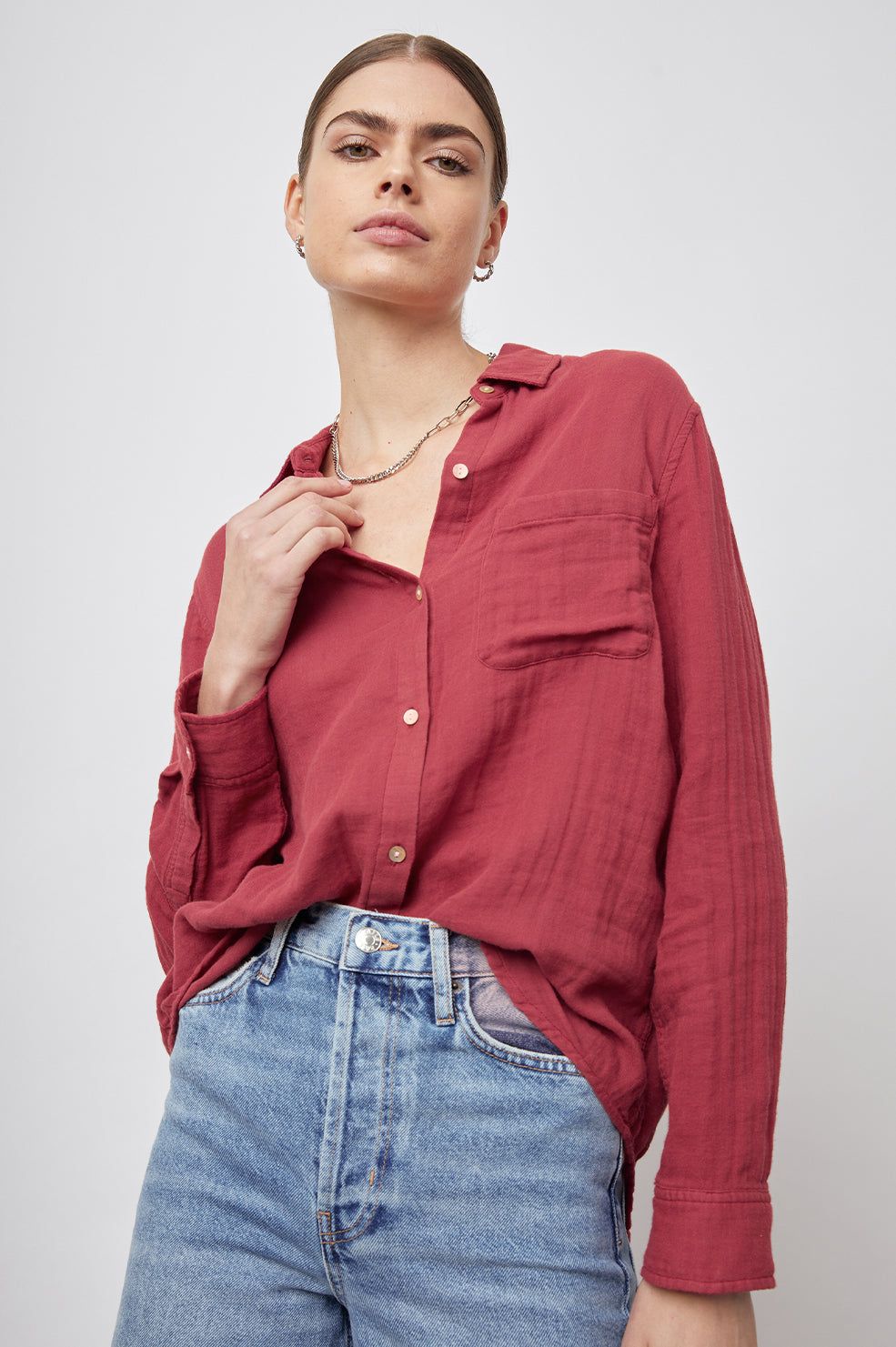 ELLIS SHIRT - CRANBERRY sold by Rails product image thumbnail 4