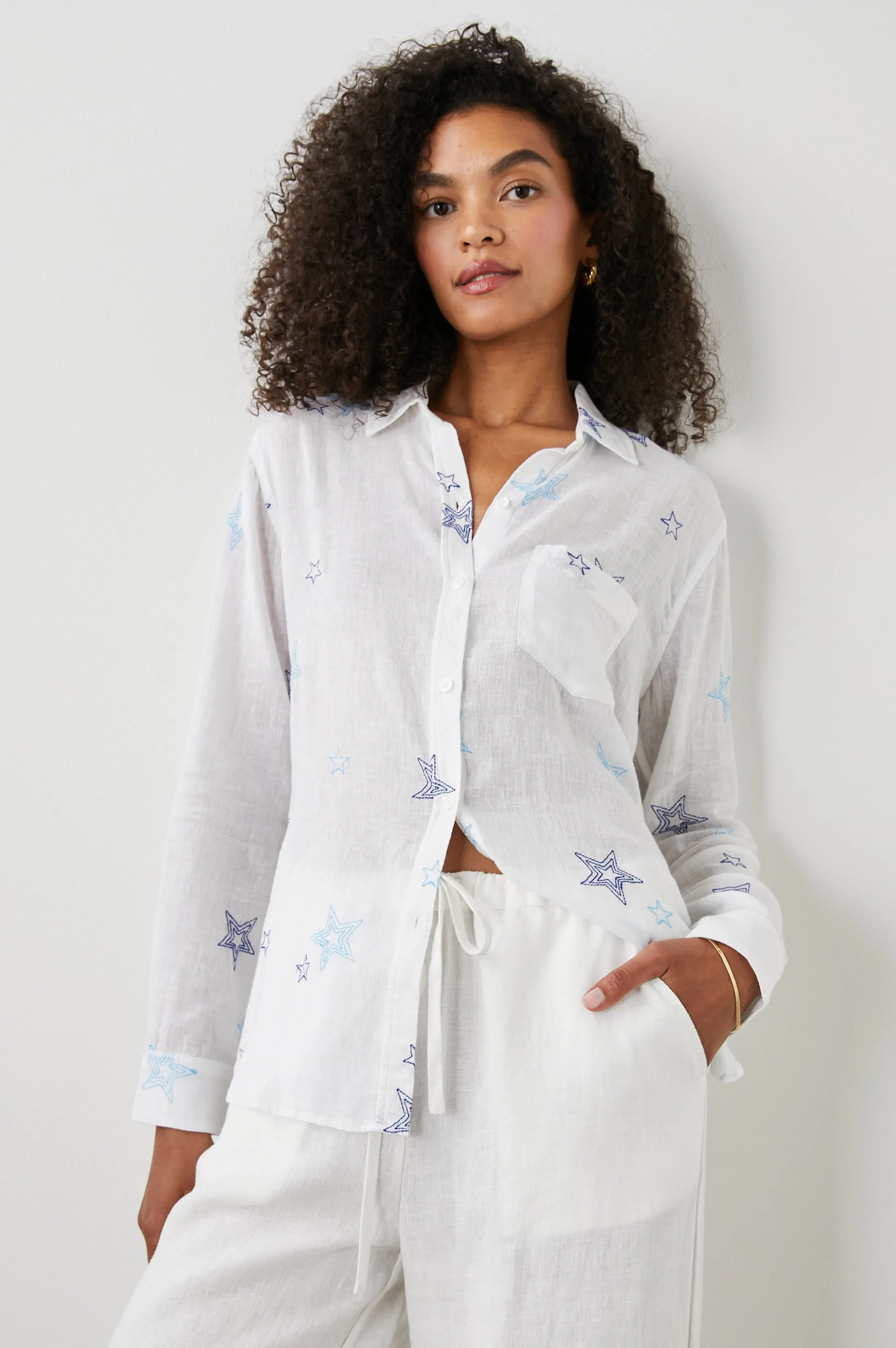 CHARLI SHIRT - NAVY STITCHED STARS sold by Rails product image thumbnail 4