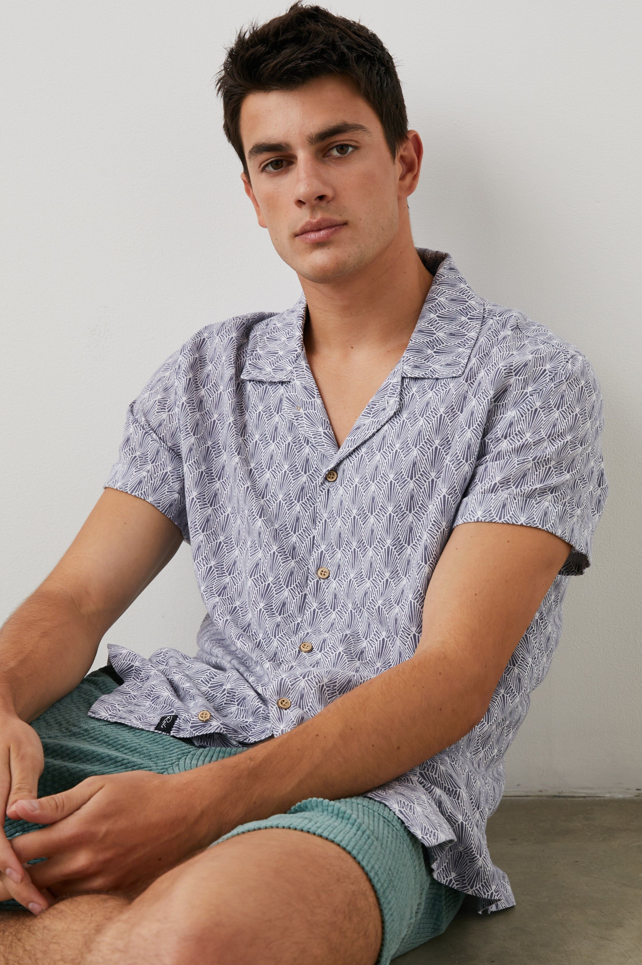 LANAI SHIRT - TIN STAMP SEATIA WHITE sold by Rails product image thumbnail 4