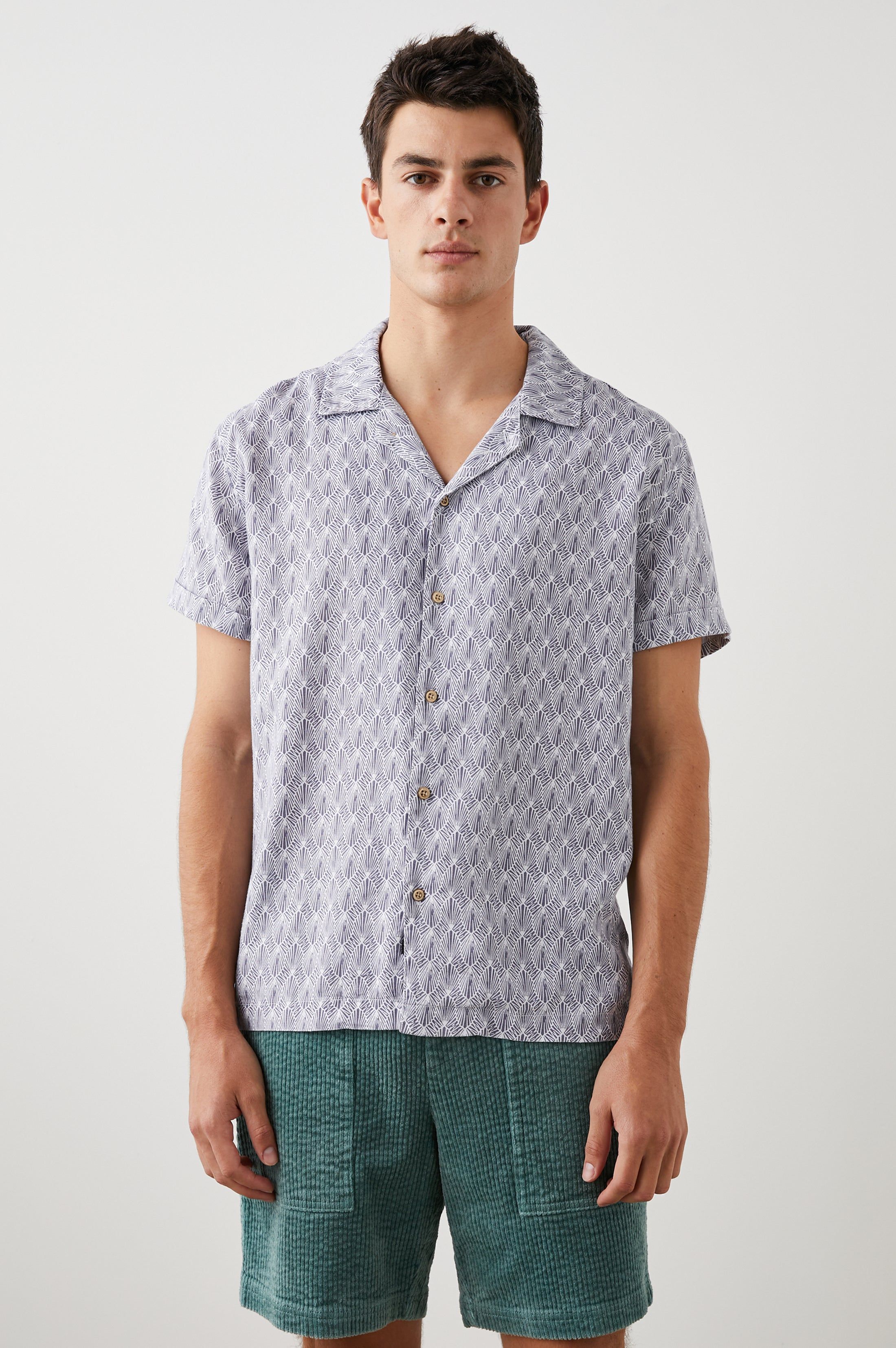 LANAI SHIRT - TIN STAMP SEATIA WHITE sold by Rails