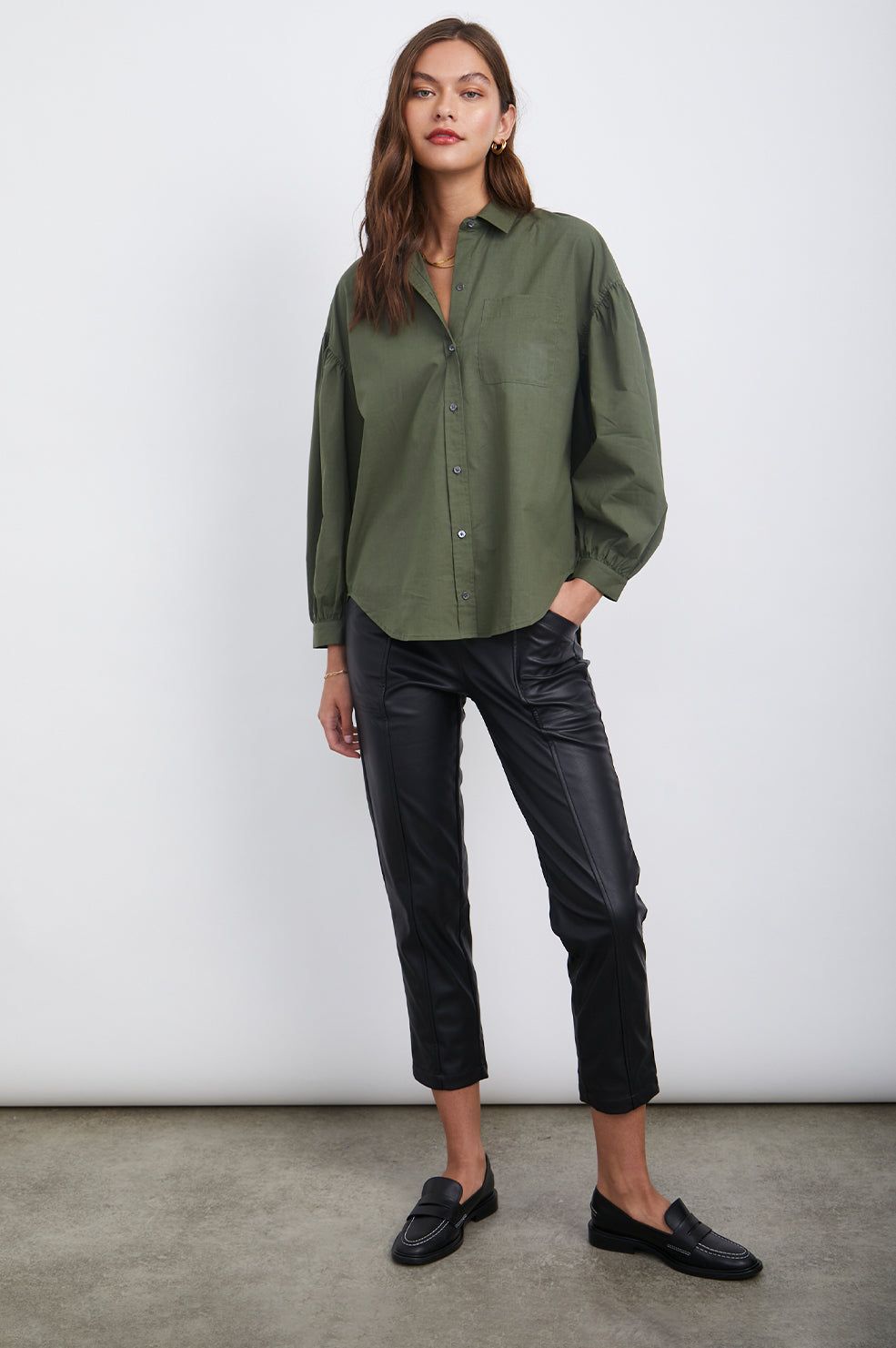 JANAE SHIRT - OLIVE SMOKE sold by Rails product image thumbnail 3