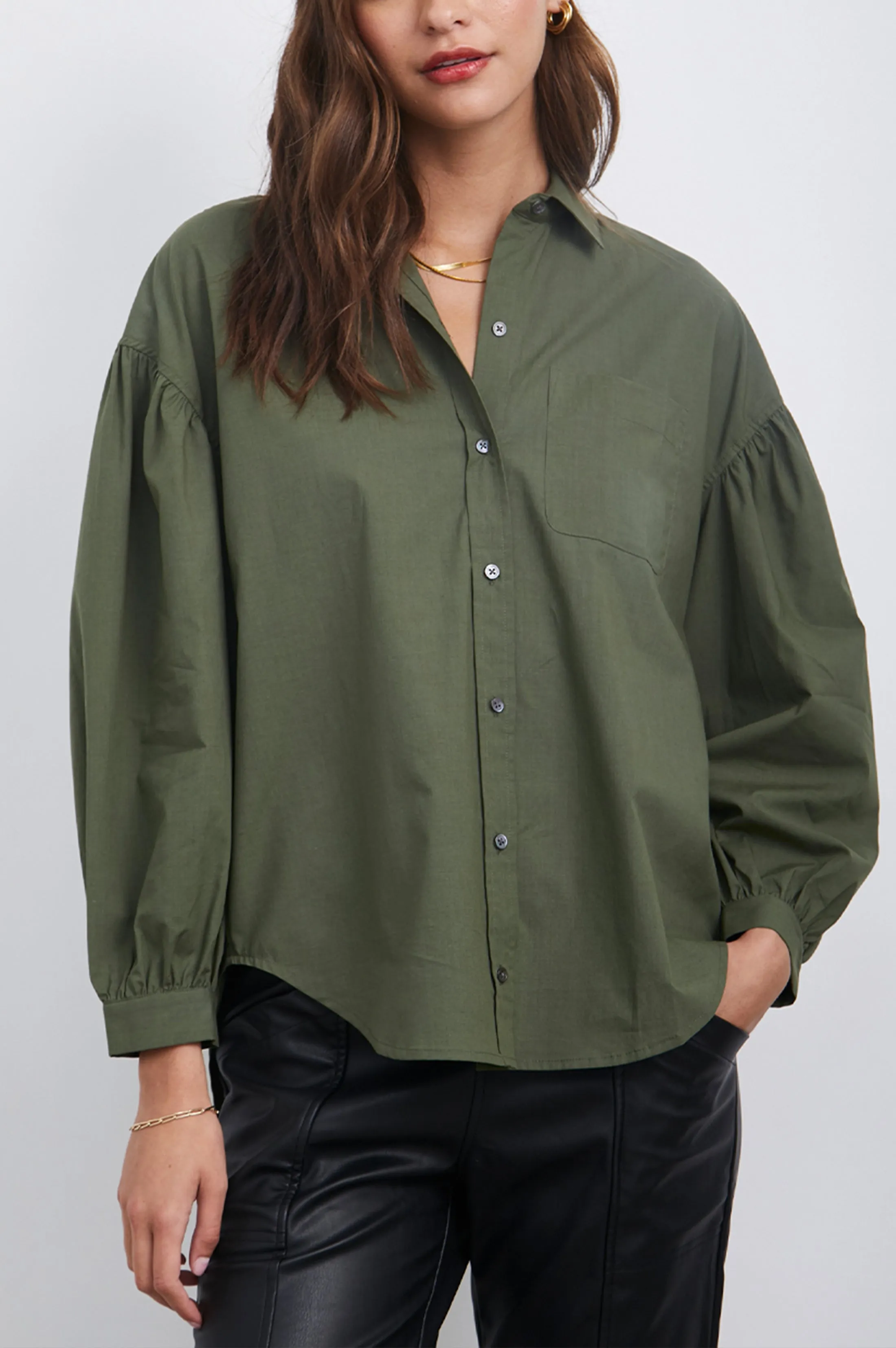 JANAE SHIRT - OLIVE SMOKE sold by Rails