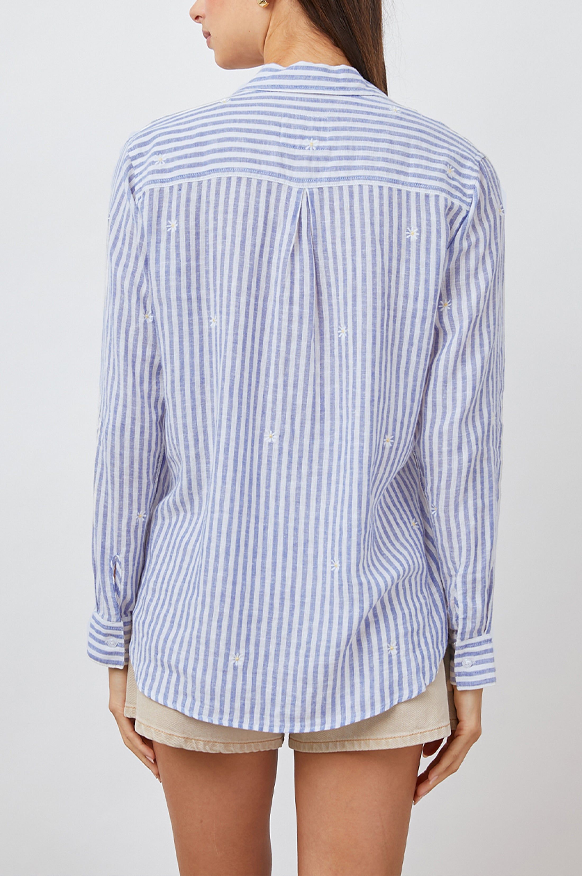 CHARLI SHIRT - BLUE STRIPE DAISY EMBROIDERY sold by Rails product image thumbnail 4