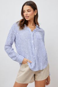 CHARLI SHIRT - BLUE STRIPE DAISY EMBROIDERY sold by Rails