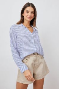 CHARLI SHIRT - BLUE STRIPE DAISY EMBROIDERY sold by Rails