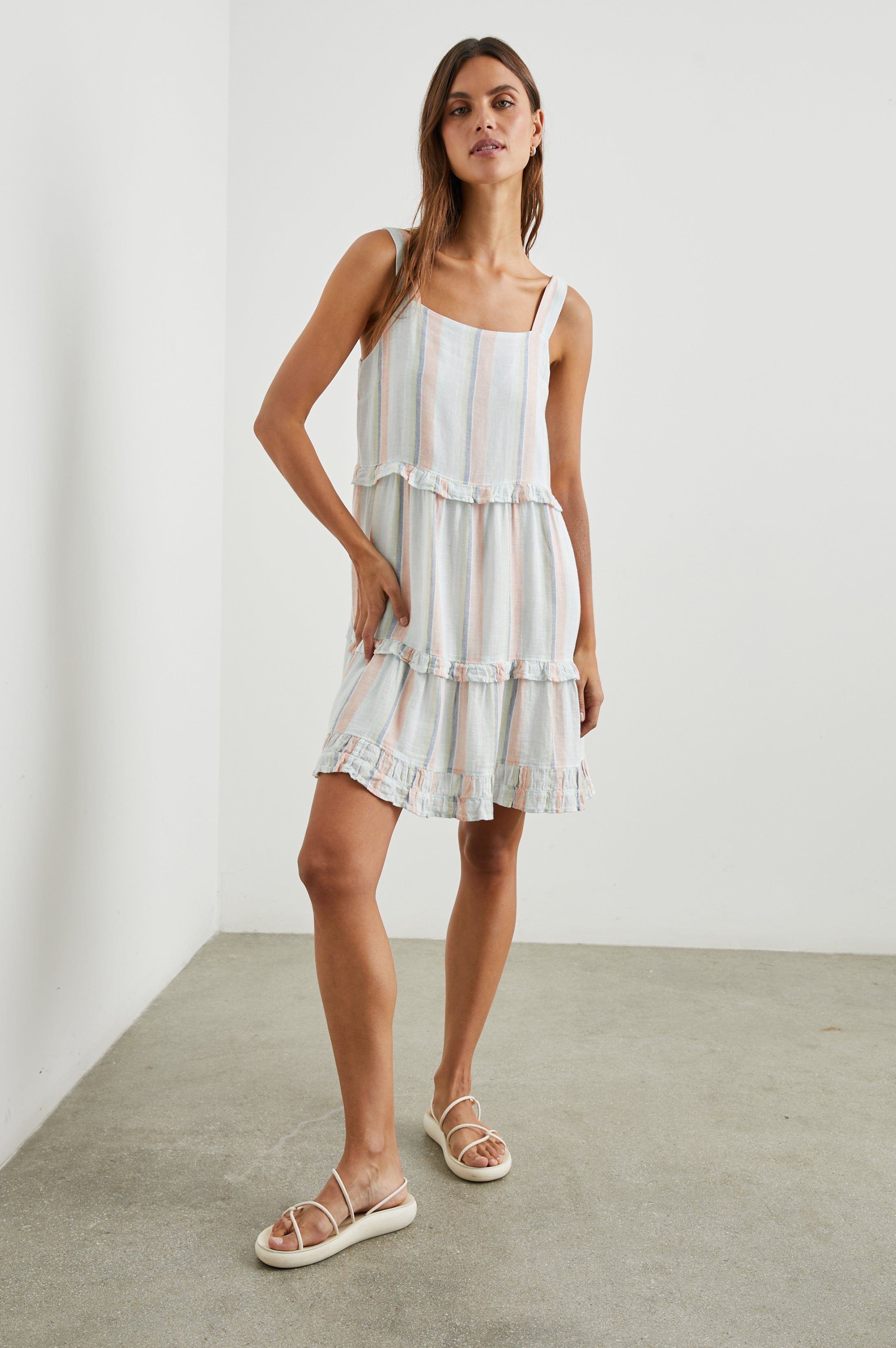 SANDY DRESS - BIARRITZ MULTI STRIPE sold by Rails
