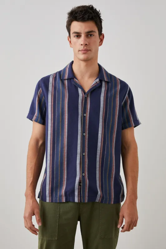 AMALFI SHIRT - SAPPHIRE BLOOD ORANGE STRIPE sold by Rails