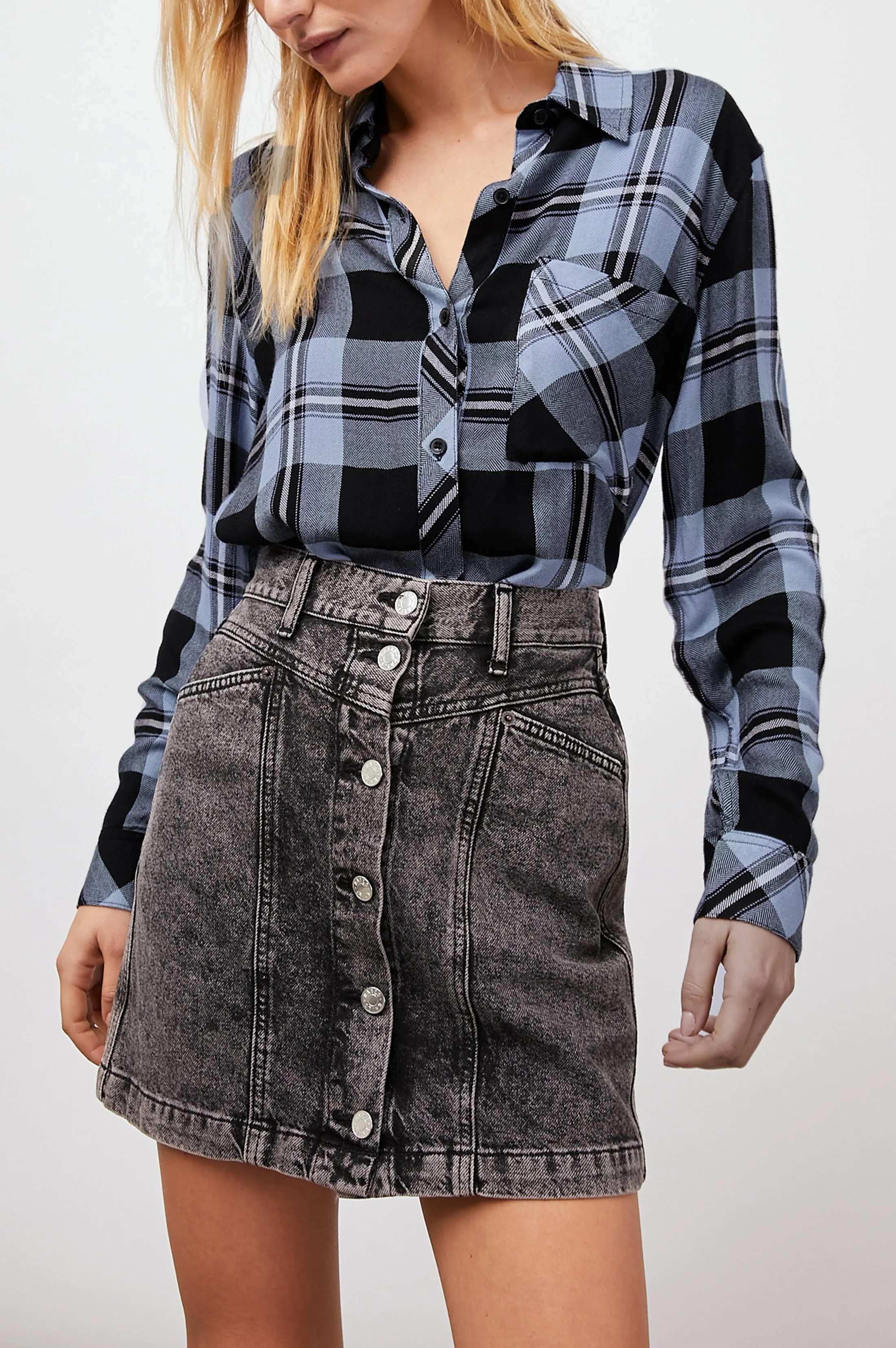 HUNTER SHIRT - CURRENT ONYX WHITE sold by Rails